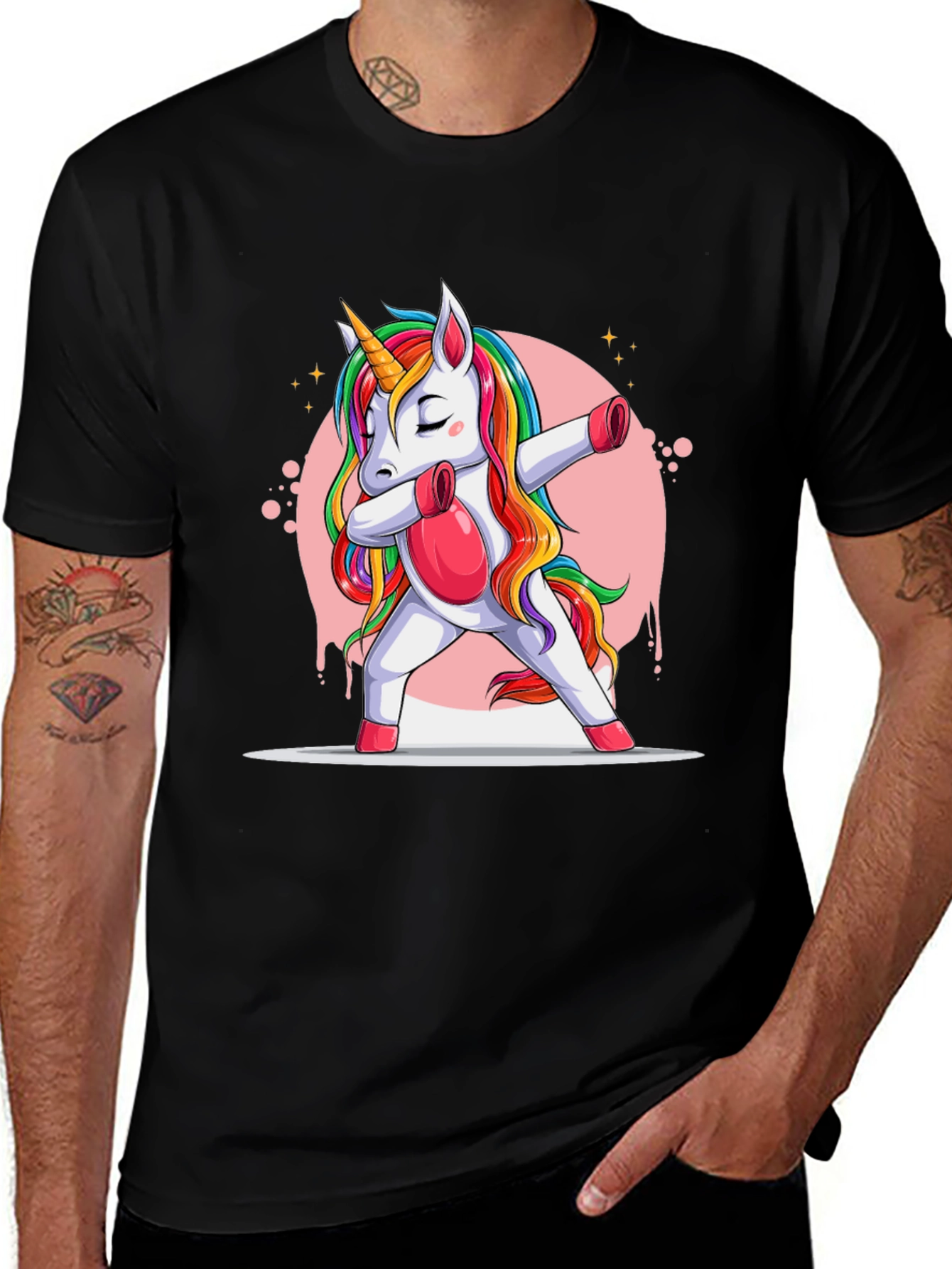 Variant 28 of Dabbing Unicorn T-Shirt - Rainbow Mane Graphic Tee