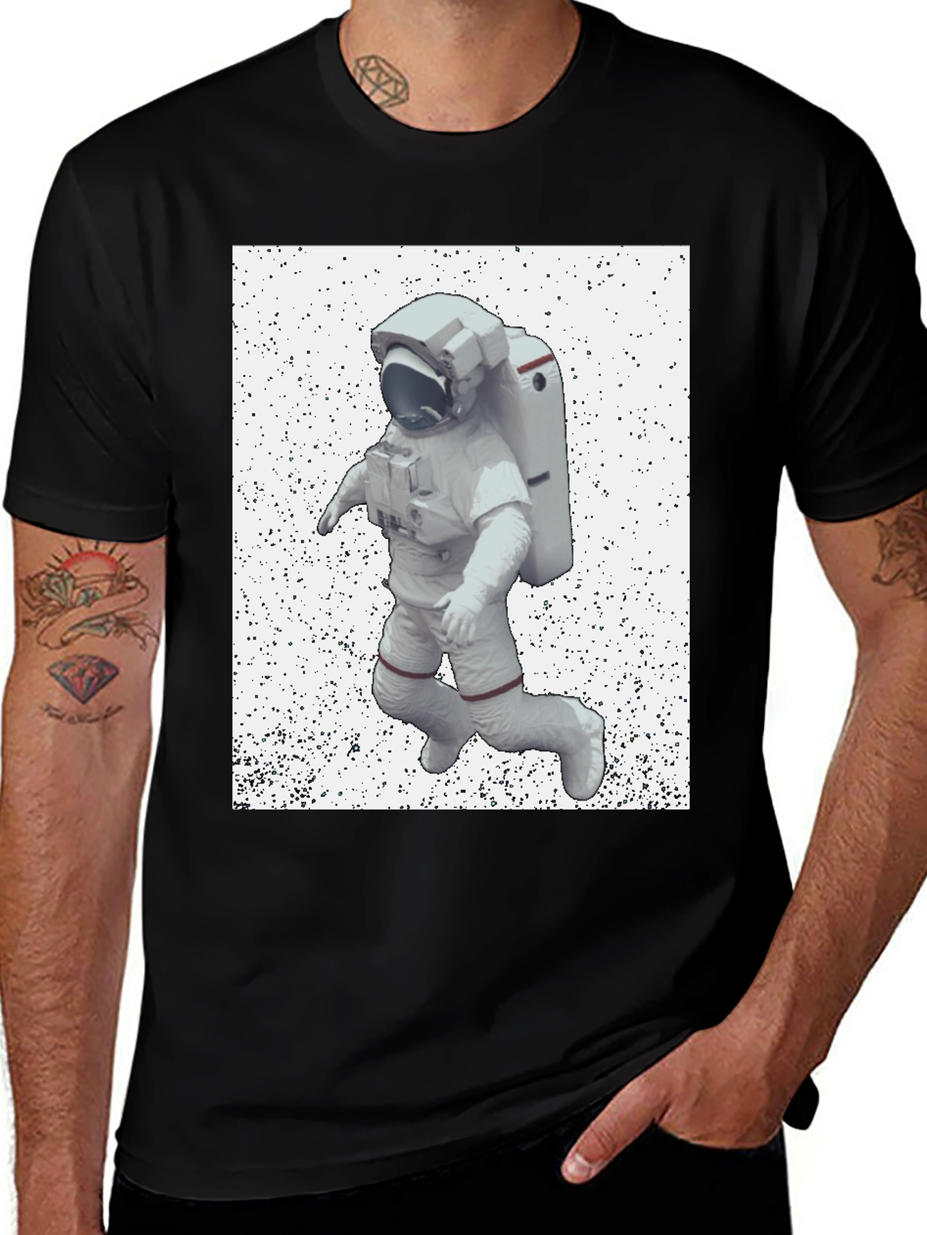 Variant 19 of Astronaut Graphic Print Black T-Shirt