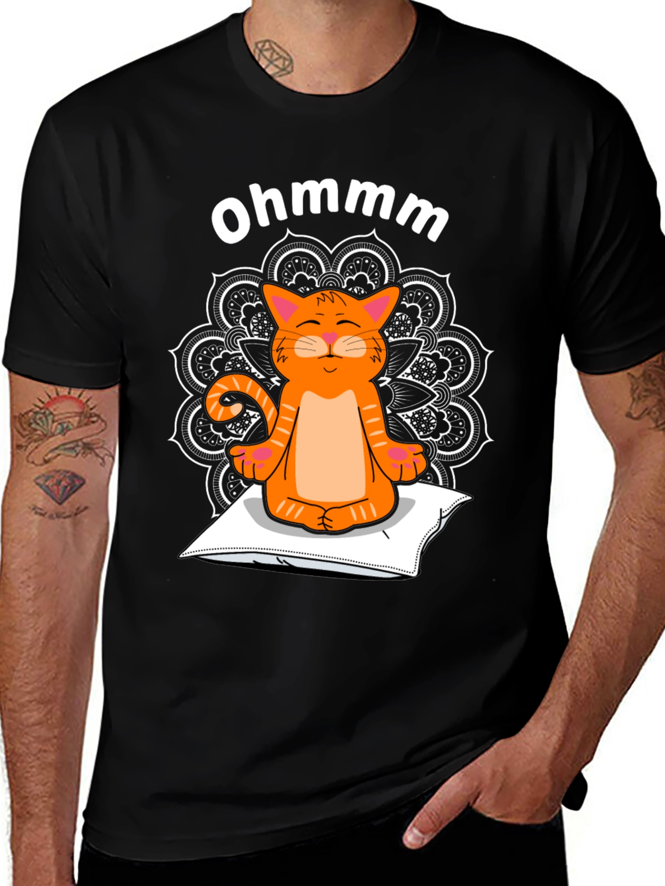 Variant 12 of Ohmmm Cat Yoga T-Shirt - Meditating Feline Tee