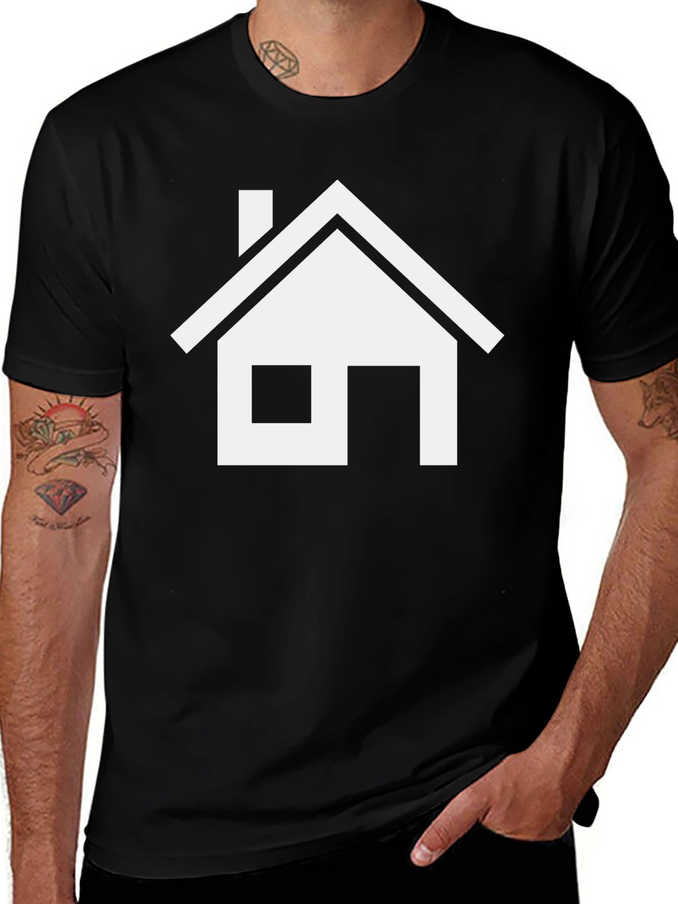 Variant 19 of House Graphic T-Shirt - Black, Modern Style