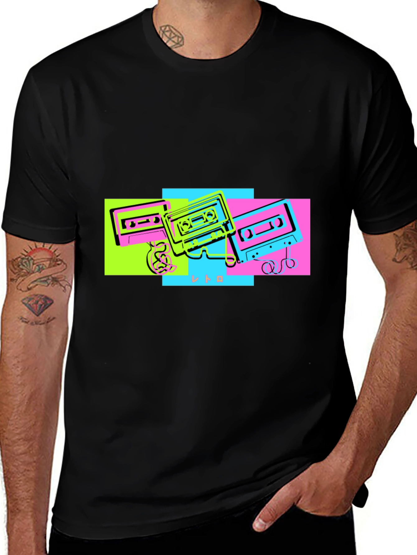 Variant 2 of Retro Cassette Graphic Tee - Black Cotton T-Shirt