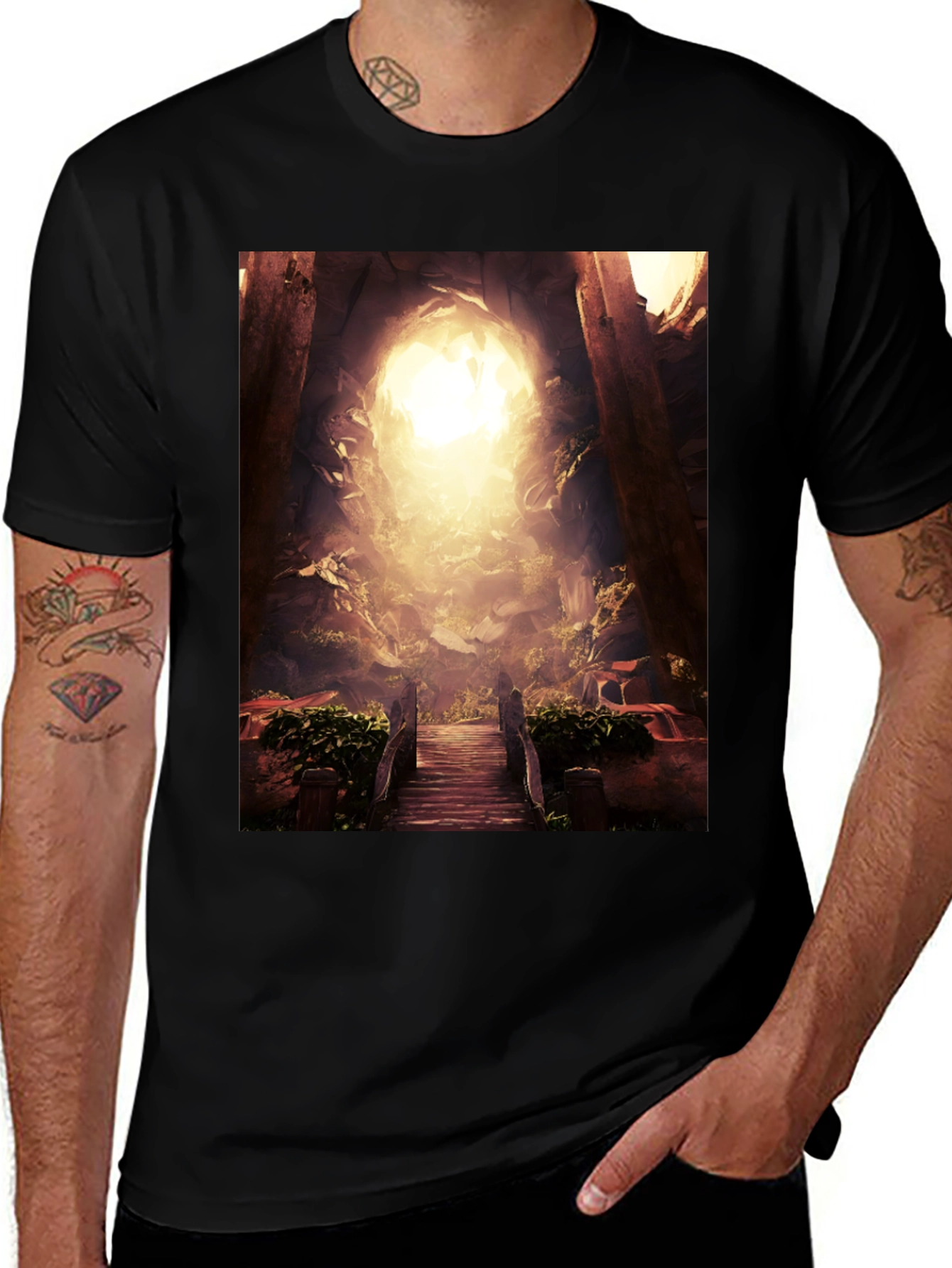 Variant 15 of Mystic Cave Graphic Tee - Black