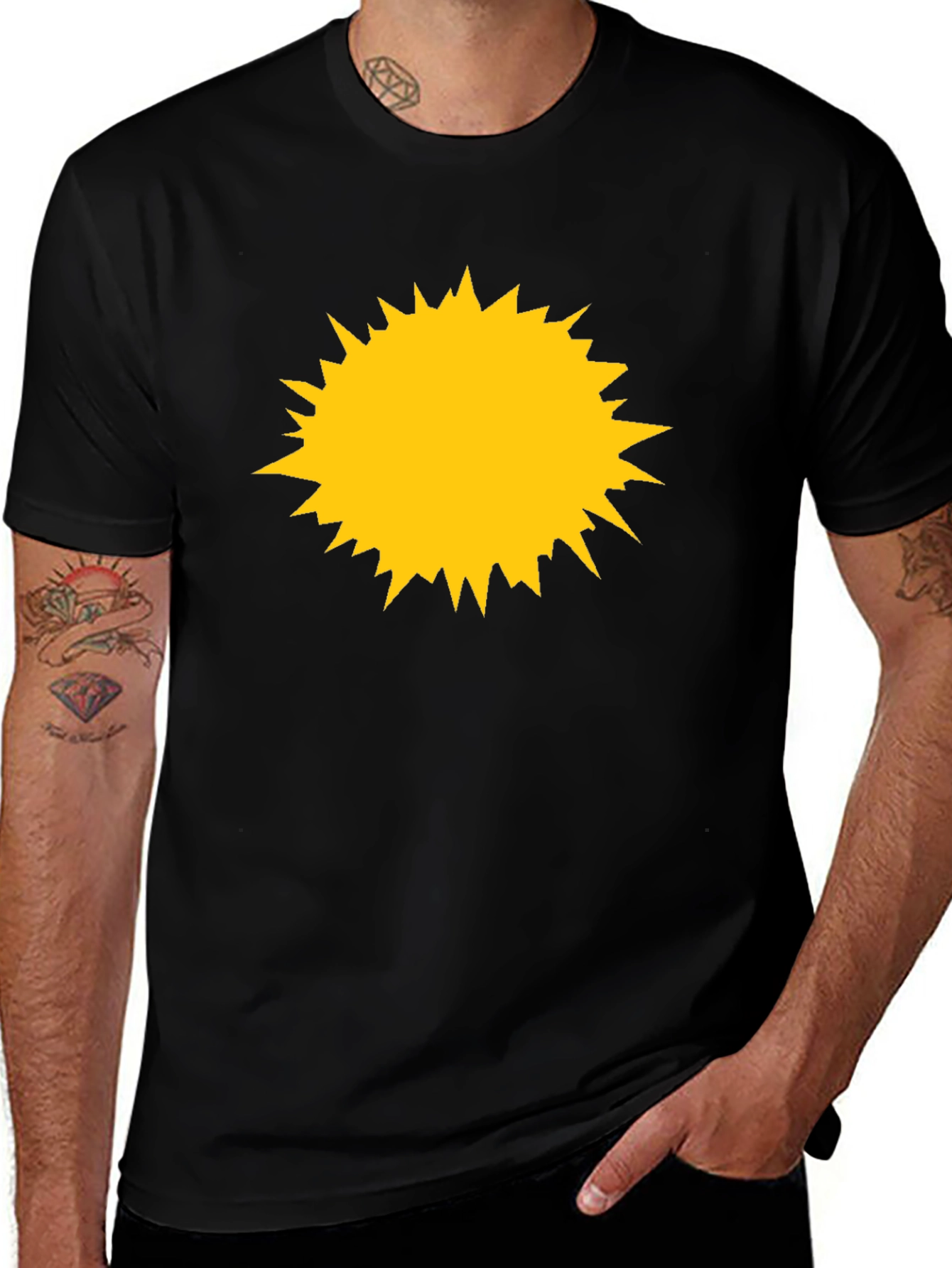 Variant 15 of Black Tee with Yellow Starburst Design