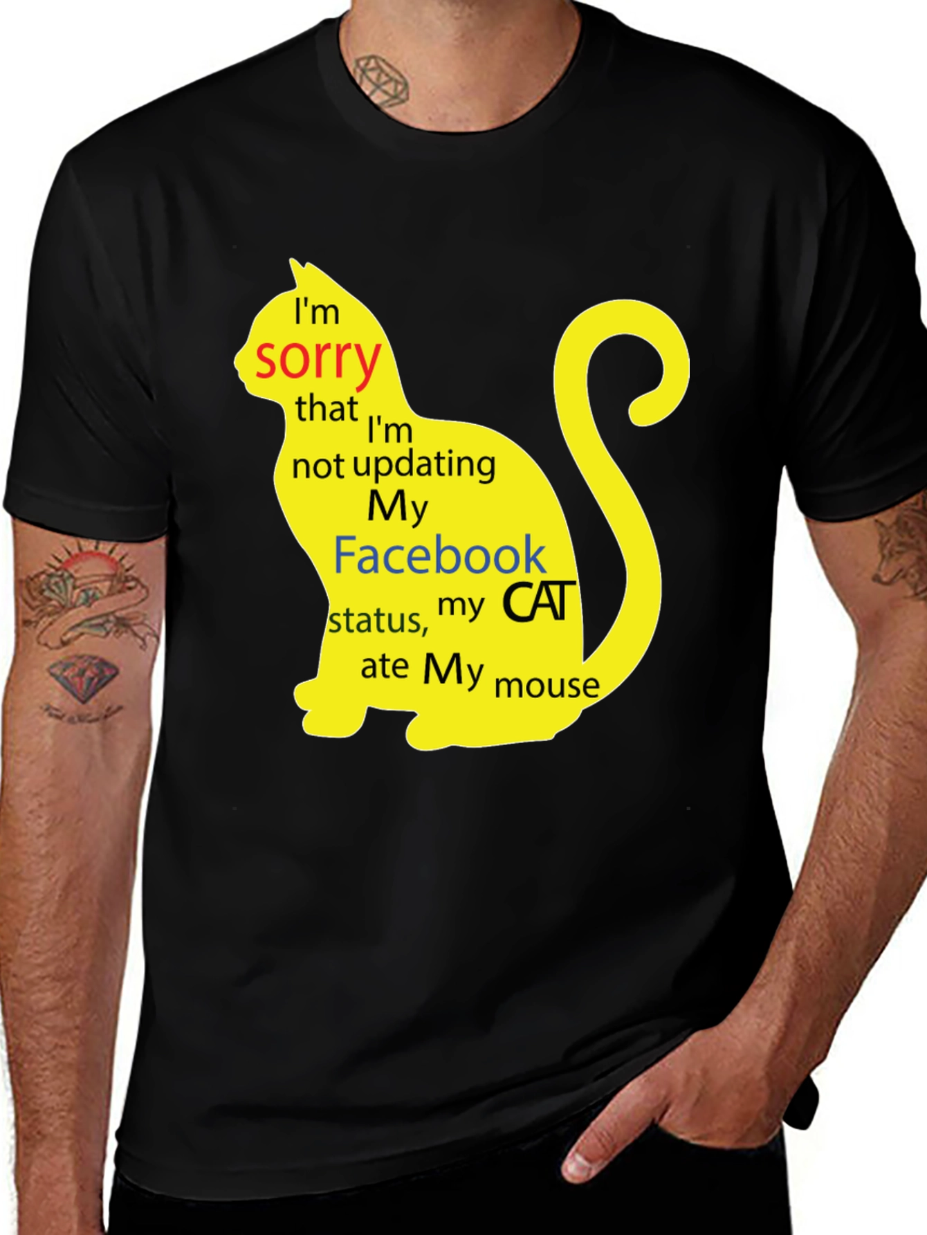 Variant 3 of Funny Cat Facebook Status T-Shirt