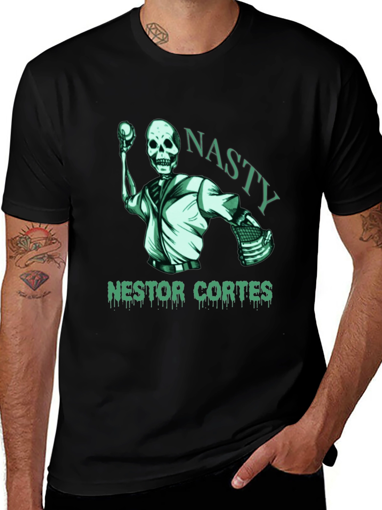 Variant 22 of Nasty Nestor Cortes Skeleton Baseball T-Shirt