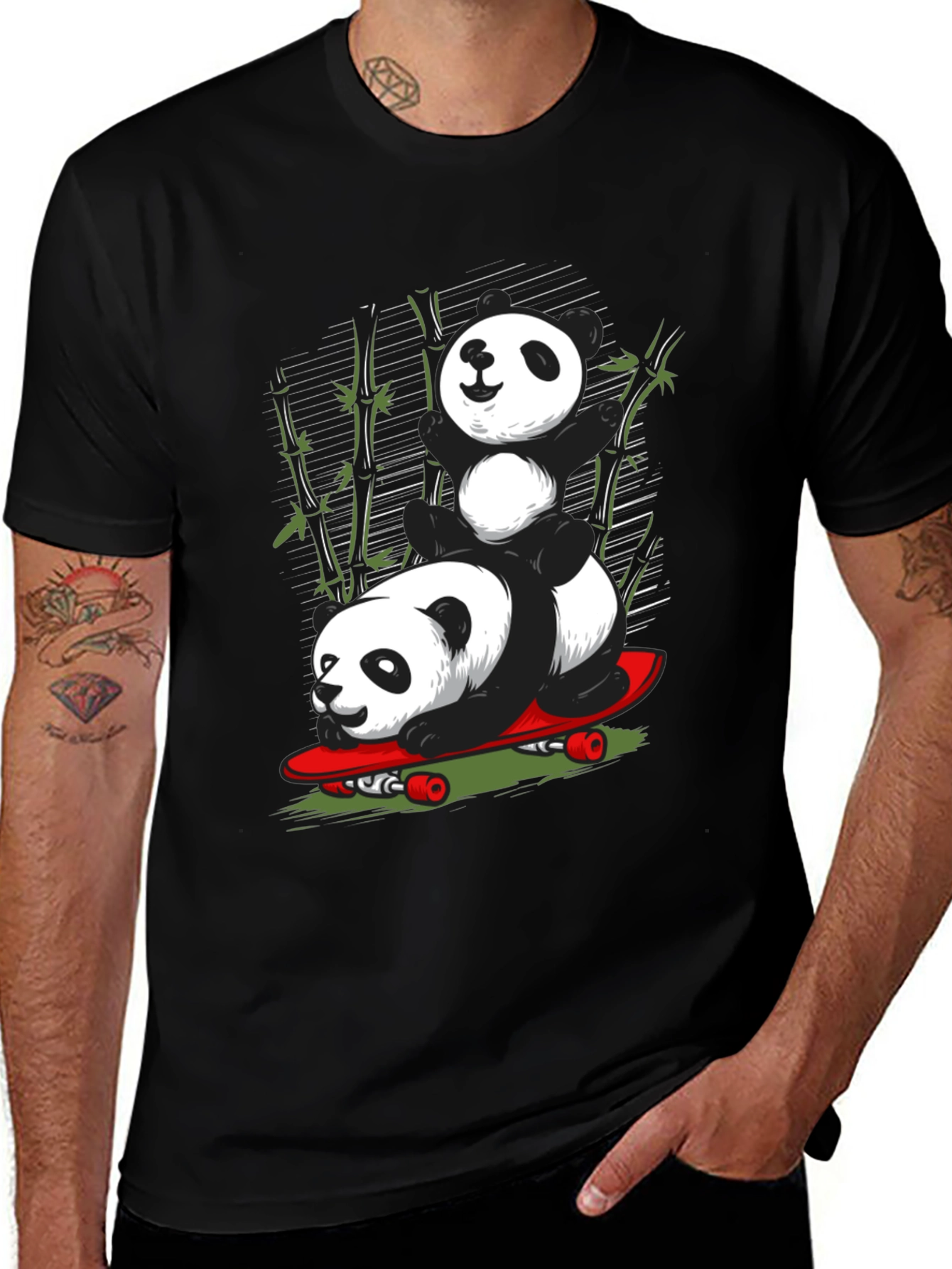 Variant 17 of Panda Skateboard Graphic T-Shirt - Cool Panda Design