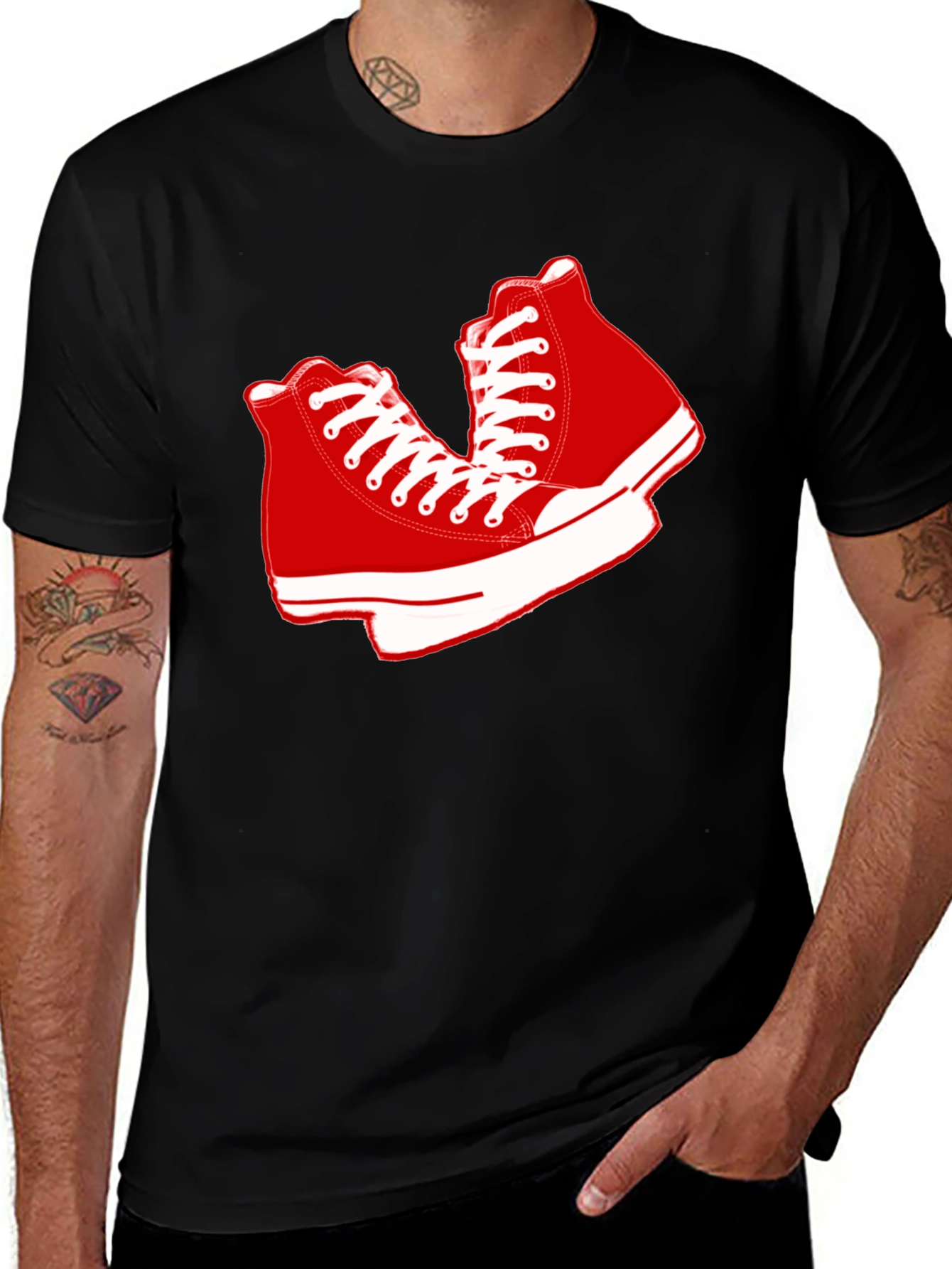 Variant 12 of Cool Black Tee with Red Sneaker Design
