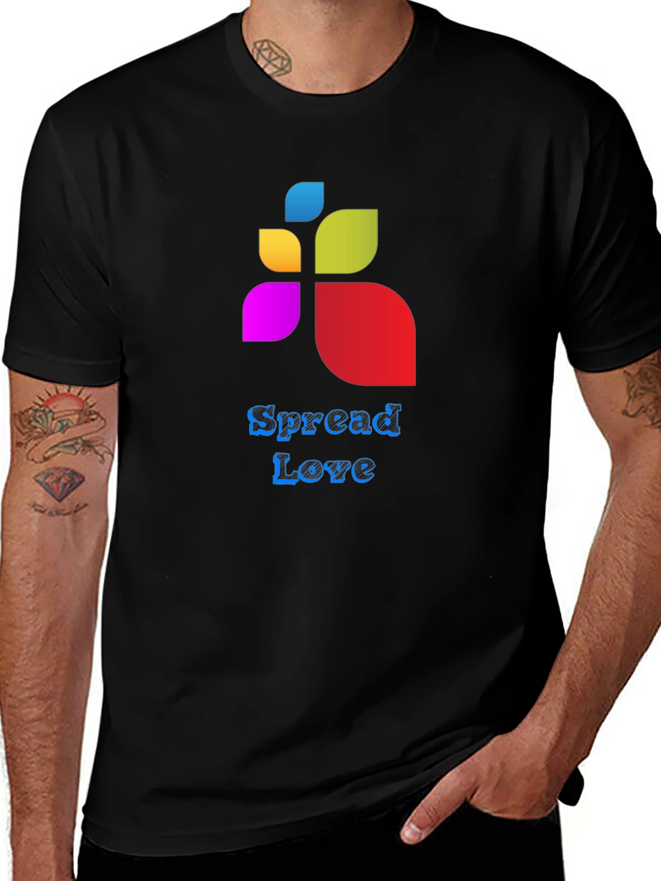 Variant 8 of Spread Love Graphic Tee - Black Cotton Blend