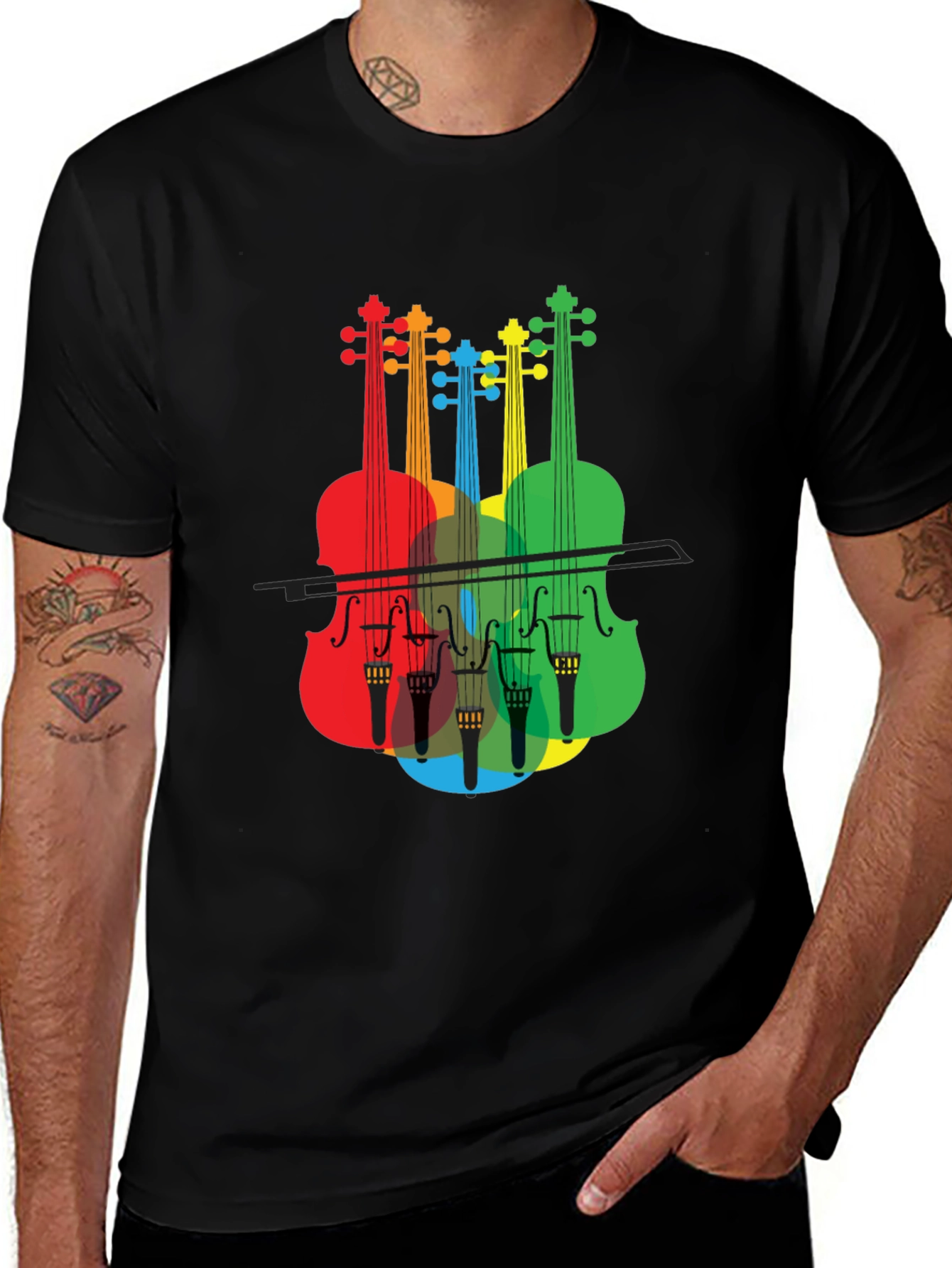 Variant 8 of Musical Violin T-Shirt: Colorful Strings Tee
