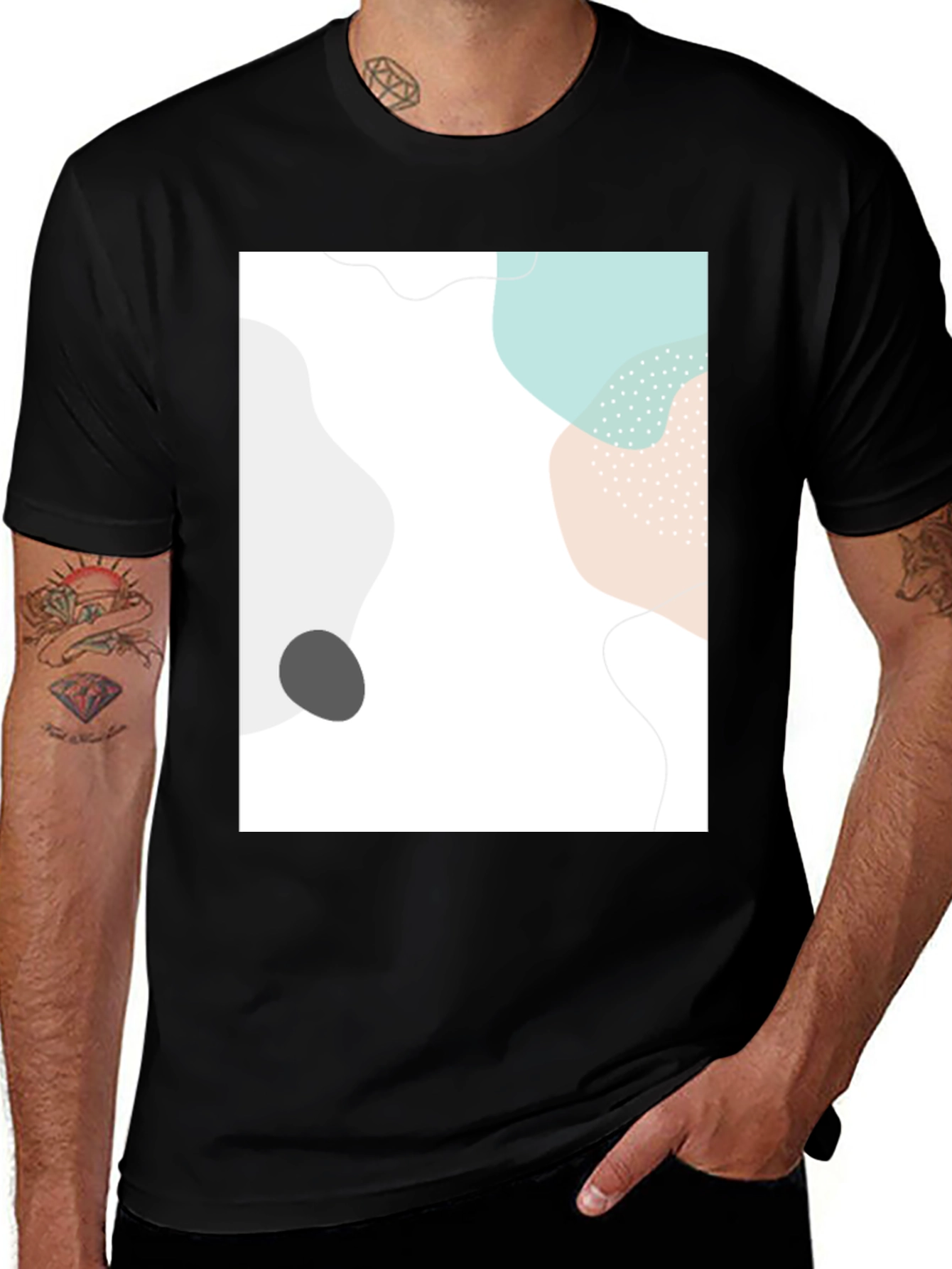 Variant 22 of Abstract Graphic Print Black Casual T-Shirt