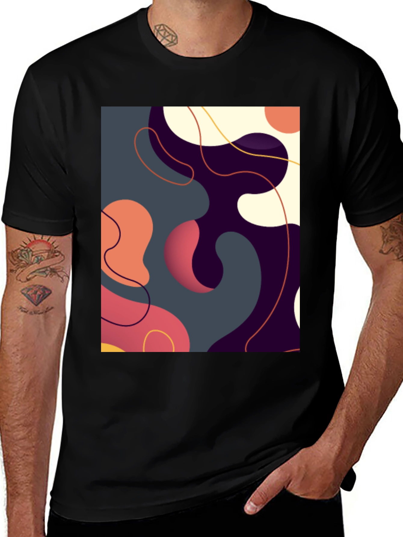 Variant 9 of Abstract Art Graphic Tee - Modern Casual Style