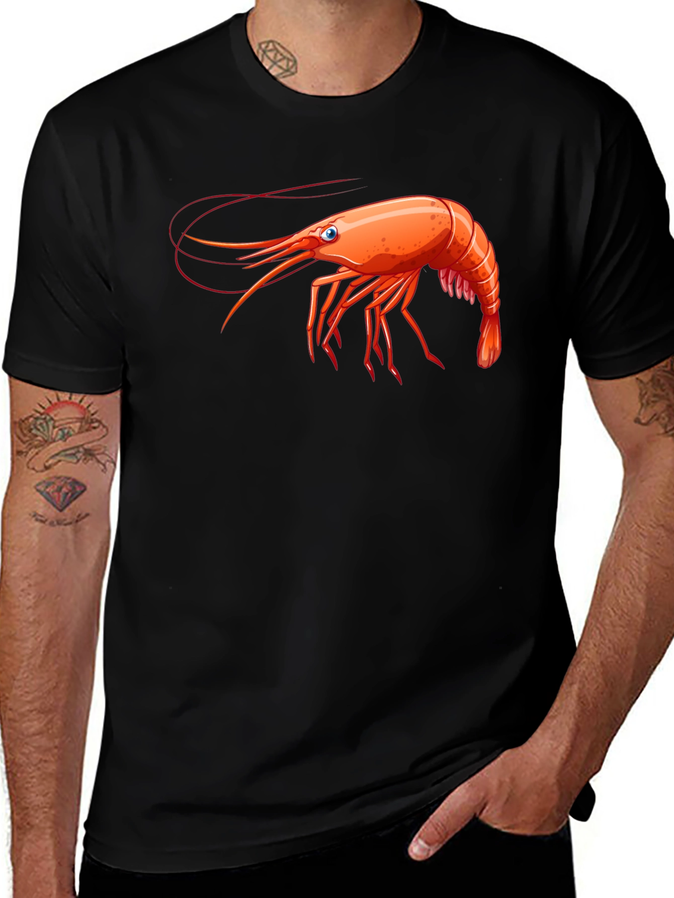 Variant 9 of Shrimp Graphic Black T-Shirt