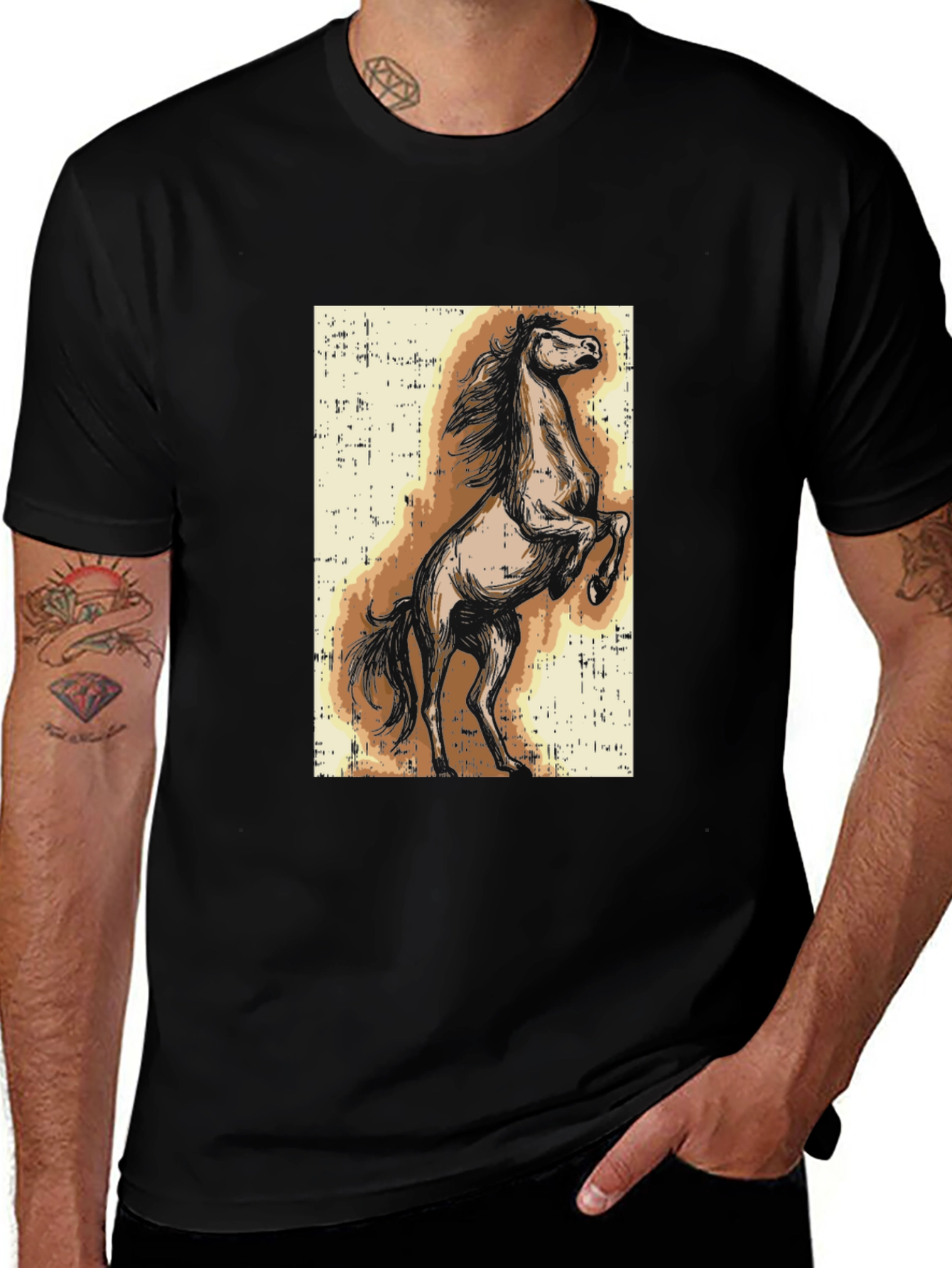 Variant 10 of Horse Graphic Tee - Black Cotton Blend