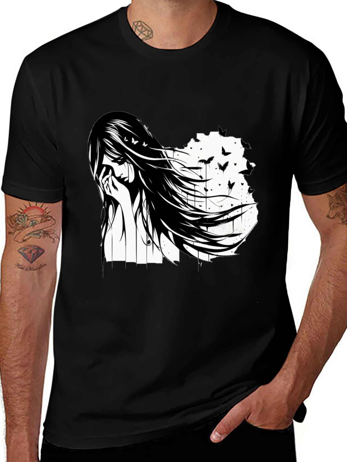 Variant 10 of Emo Girl Black T-Shirt - Artistic Design