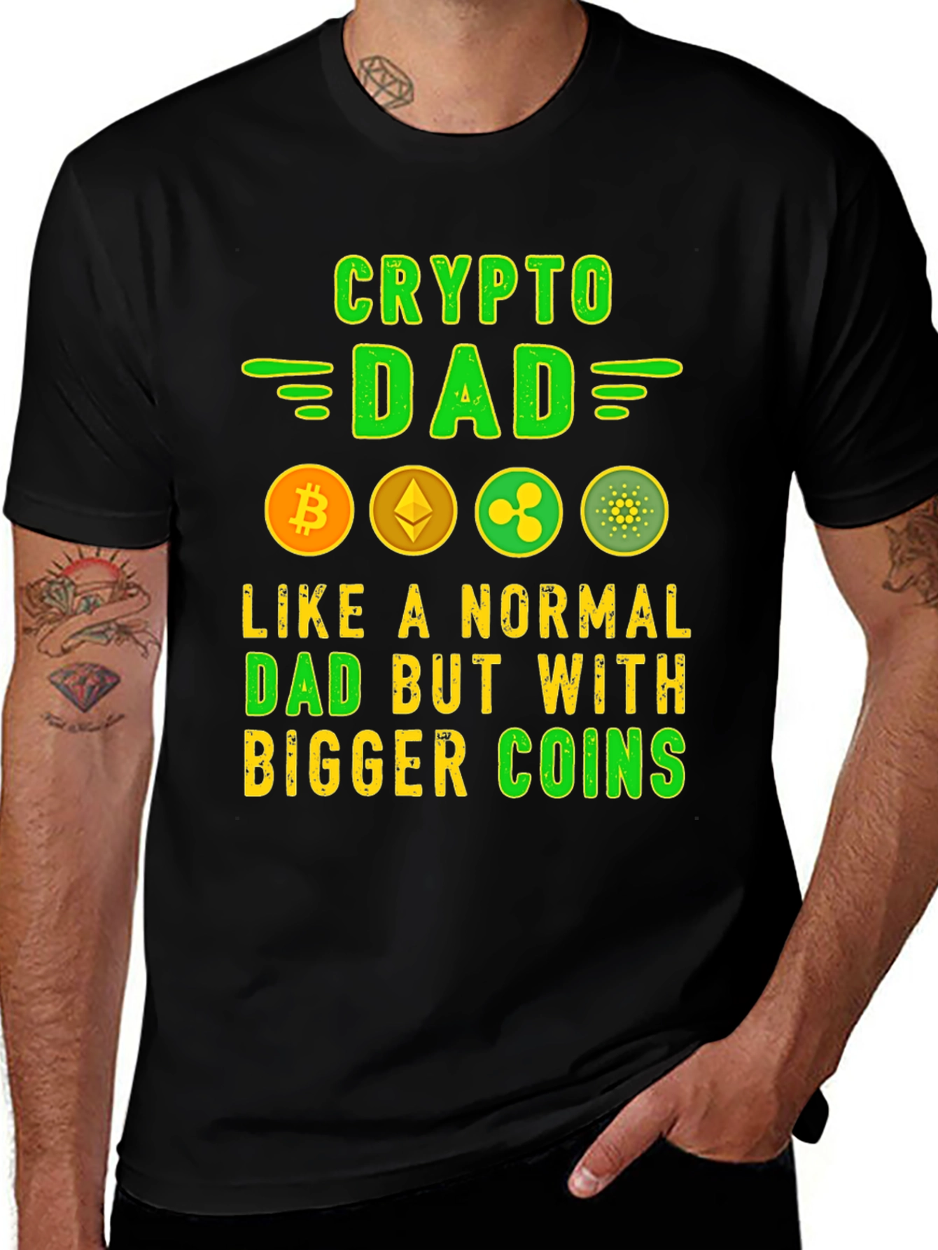Variant 4 of Crypto Dad T-Shirt Bitcoin Ethereum Ripple Cardano