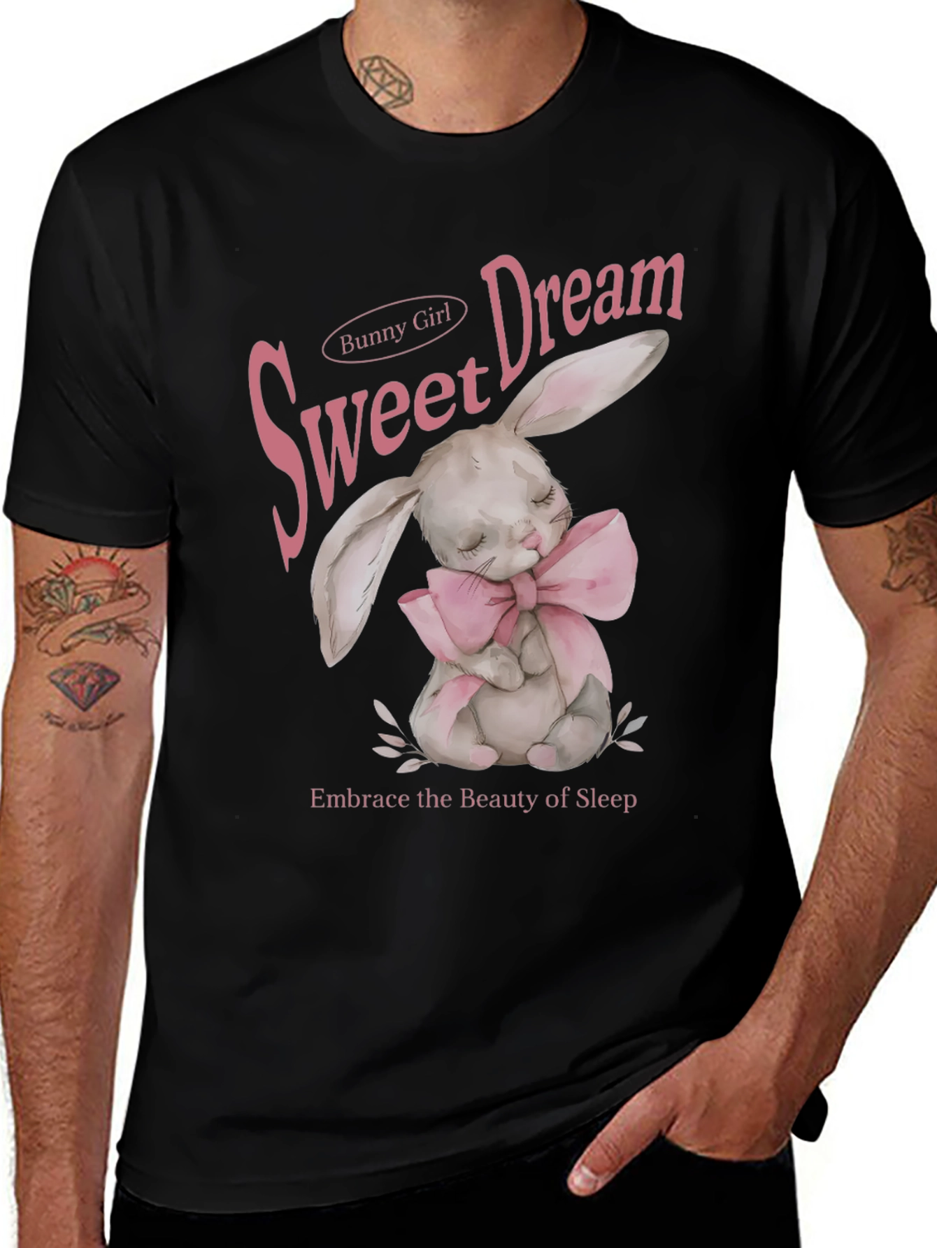 Variant 7 of Sweet Dream Bunny Girl Black Graphic T-Shirt