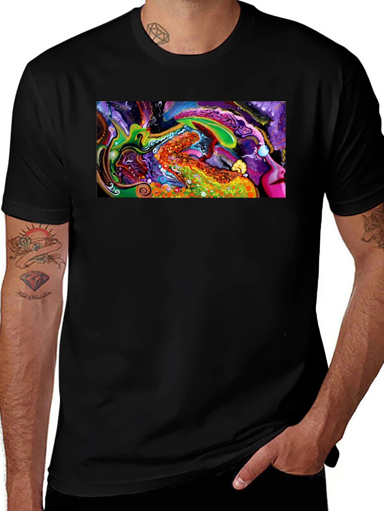 Variant 16 of Psychedelic Dreamscape Graphic Tee - Vivid Art Print
