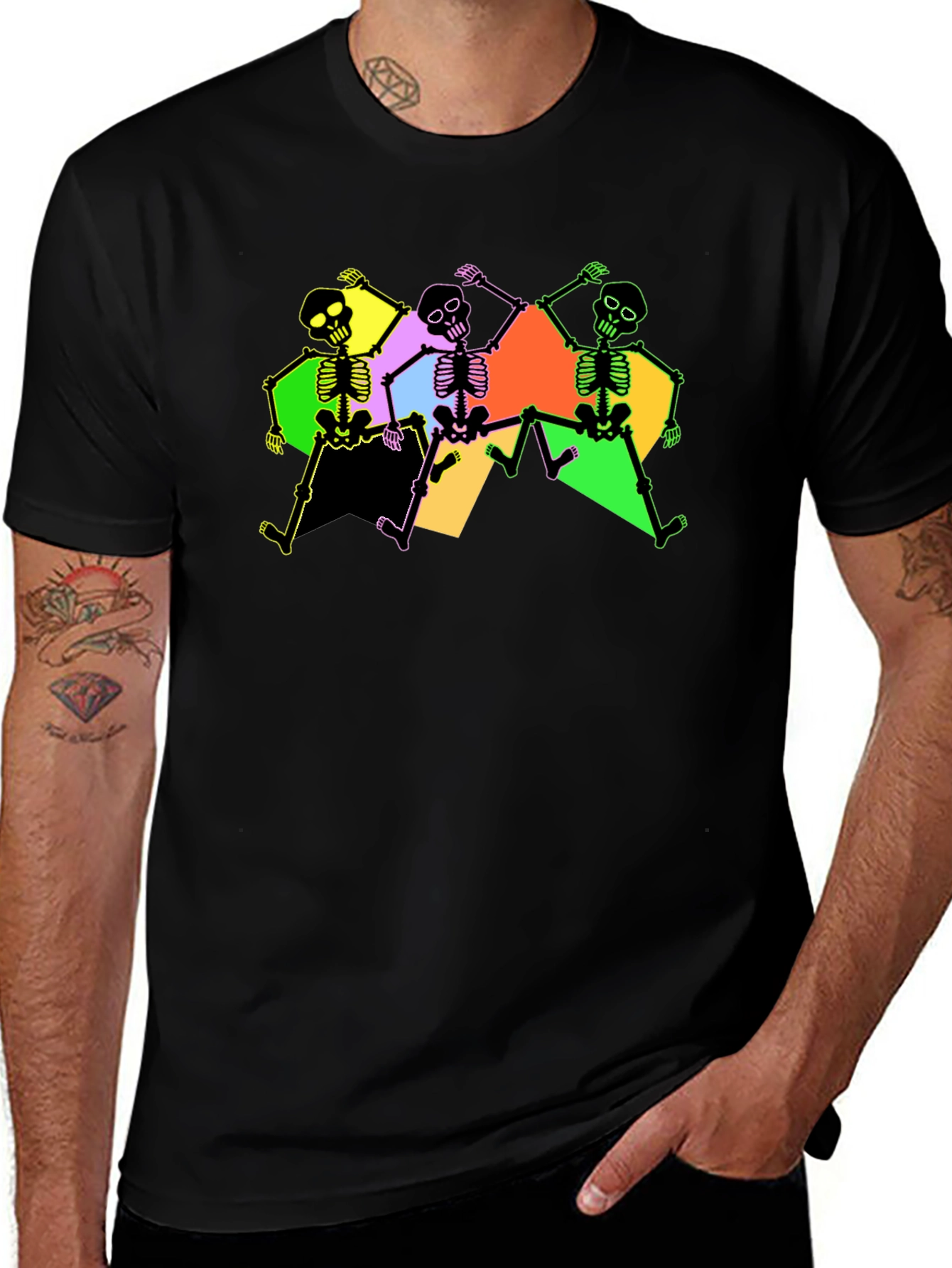 Dancing Skeletons Graphic Tee - Black