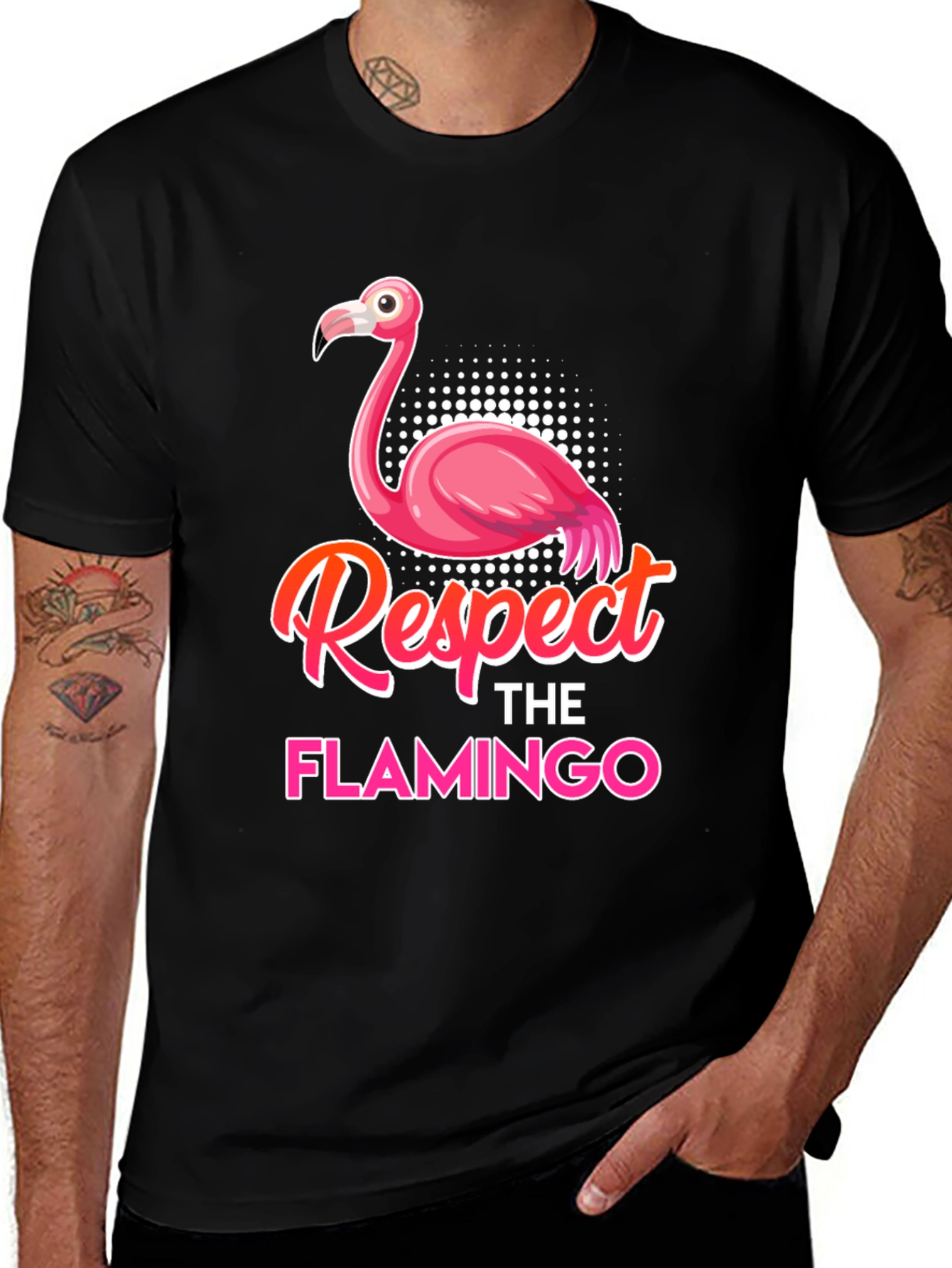 Variant 27 of Respect the Flamingo Graphic Tee - Black