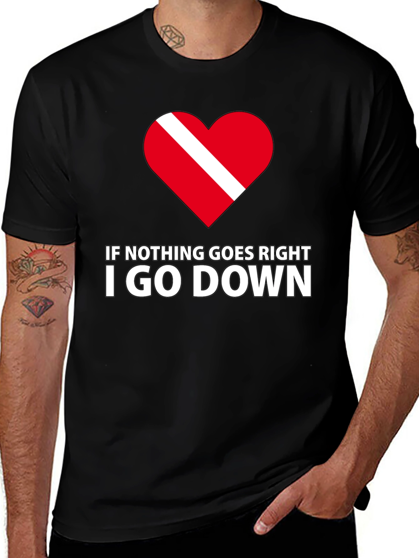 Variant 29 of Funny Scuba Diving T-Shirt - If Nothing Goes Right I Go Down