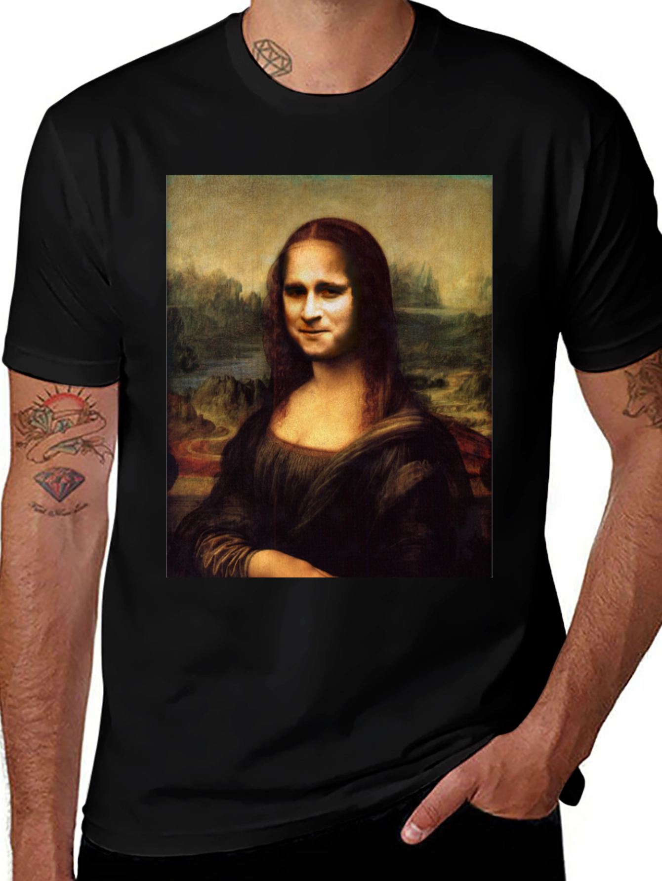 Variant 18 of Mona Lisa Funny Face Black T-Shirt