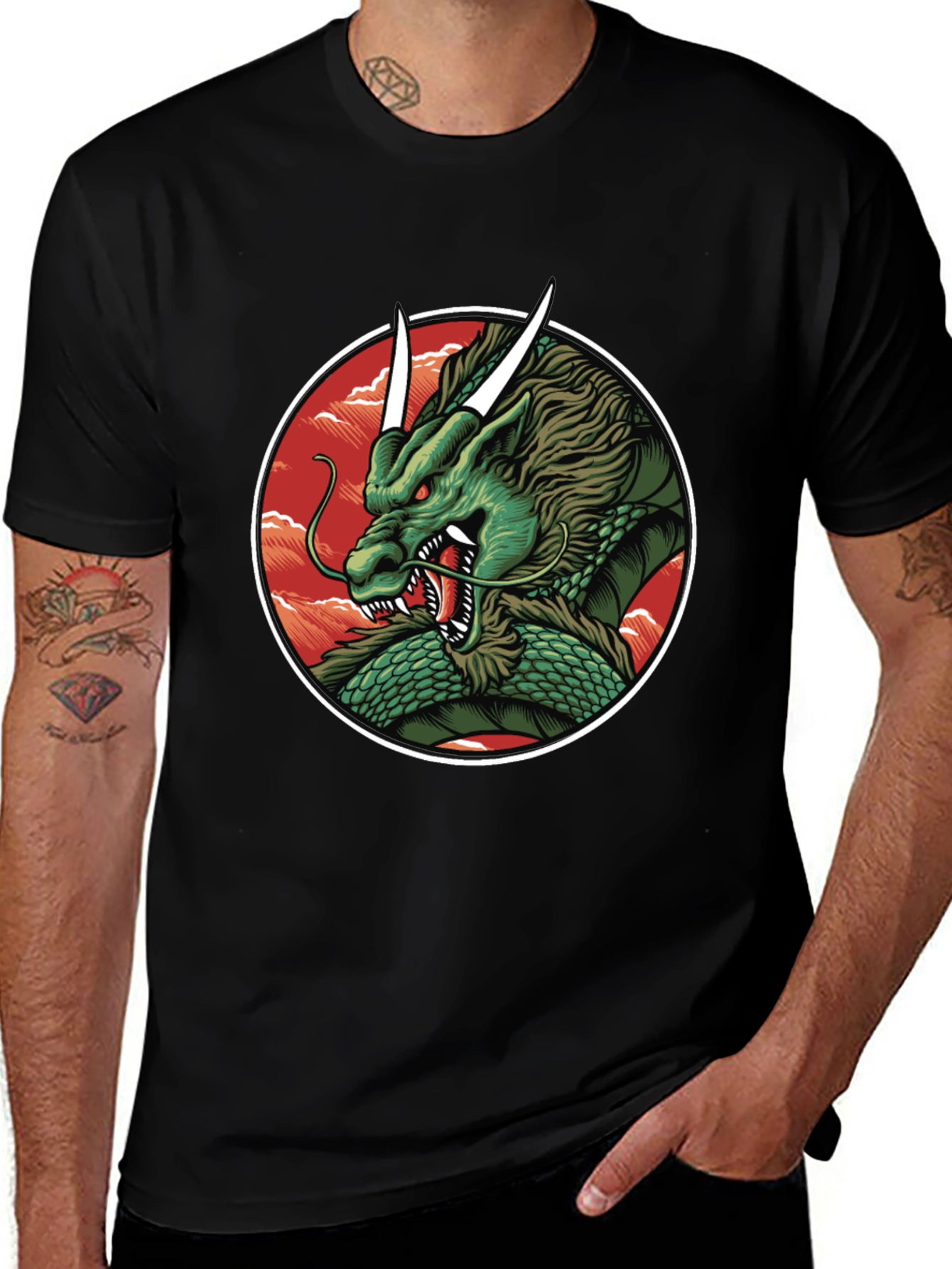 Variant 29 of Dragon Graphic Tee - Men's Black T-Shirt