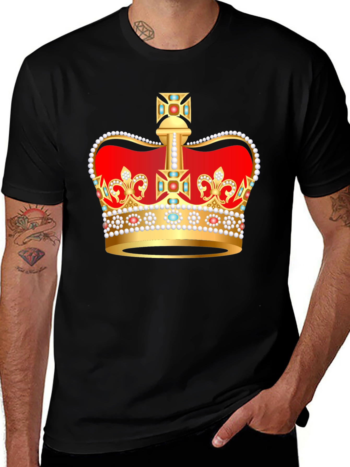 Royal Crown Graphic Tee - Black Cotton T-Shirt
