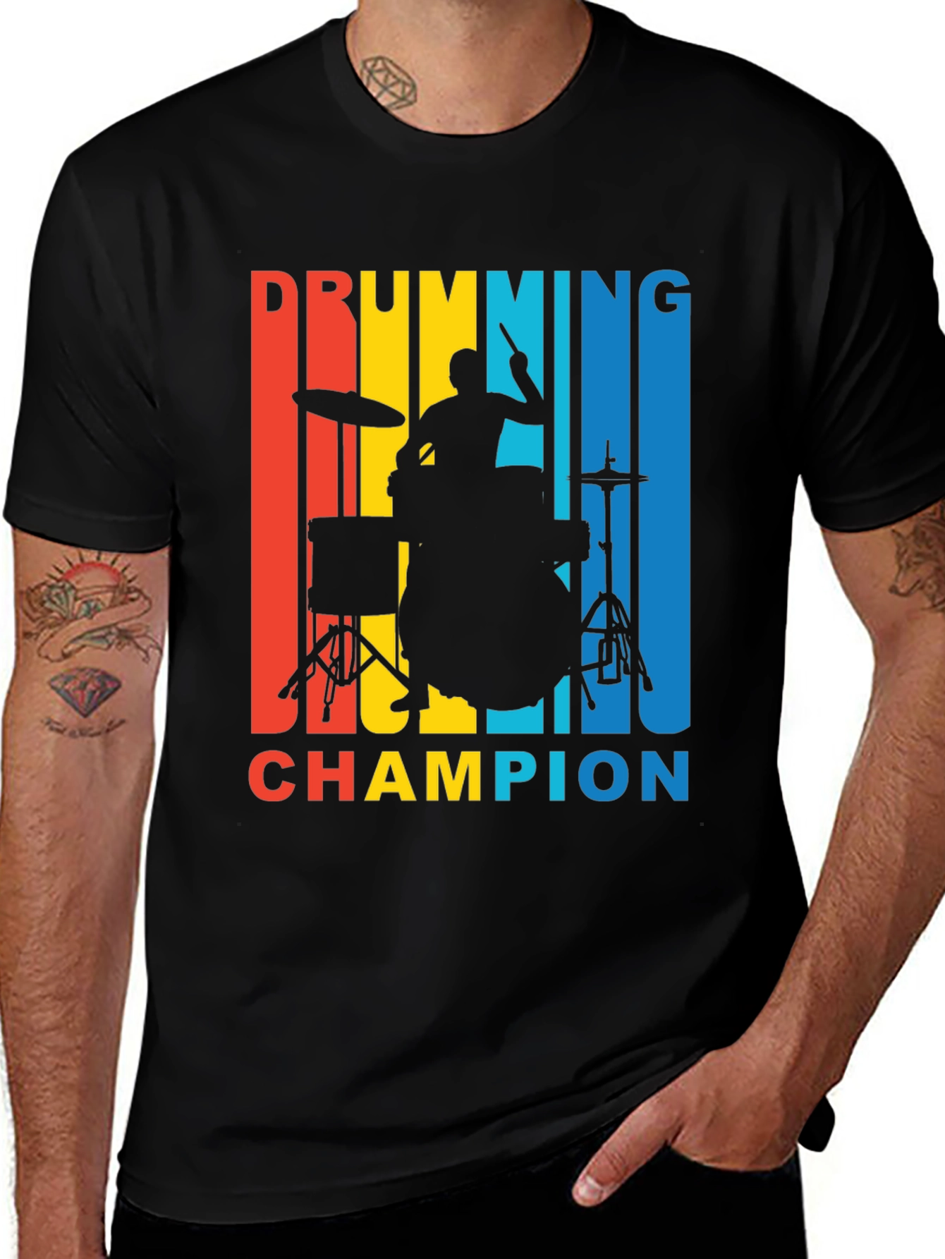 Variant 14 of Drumming Champion Graphic Tee - Retro Style 