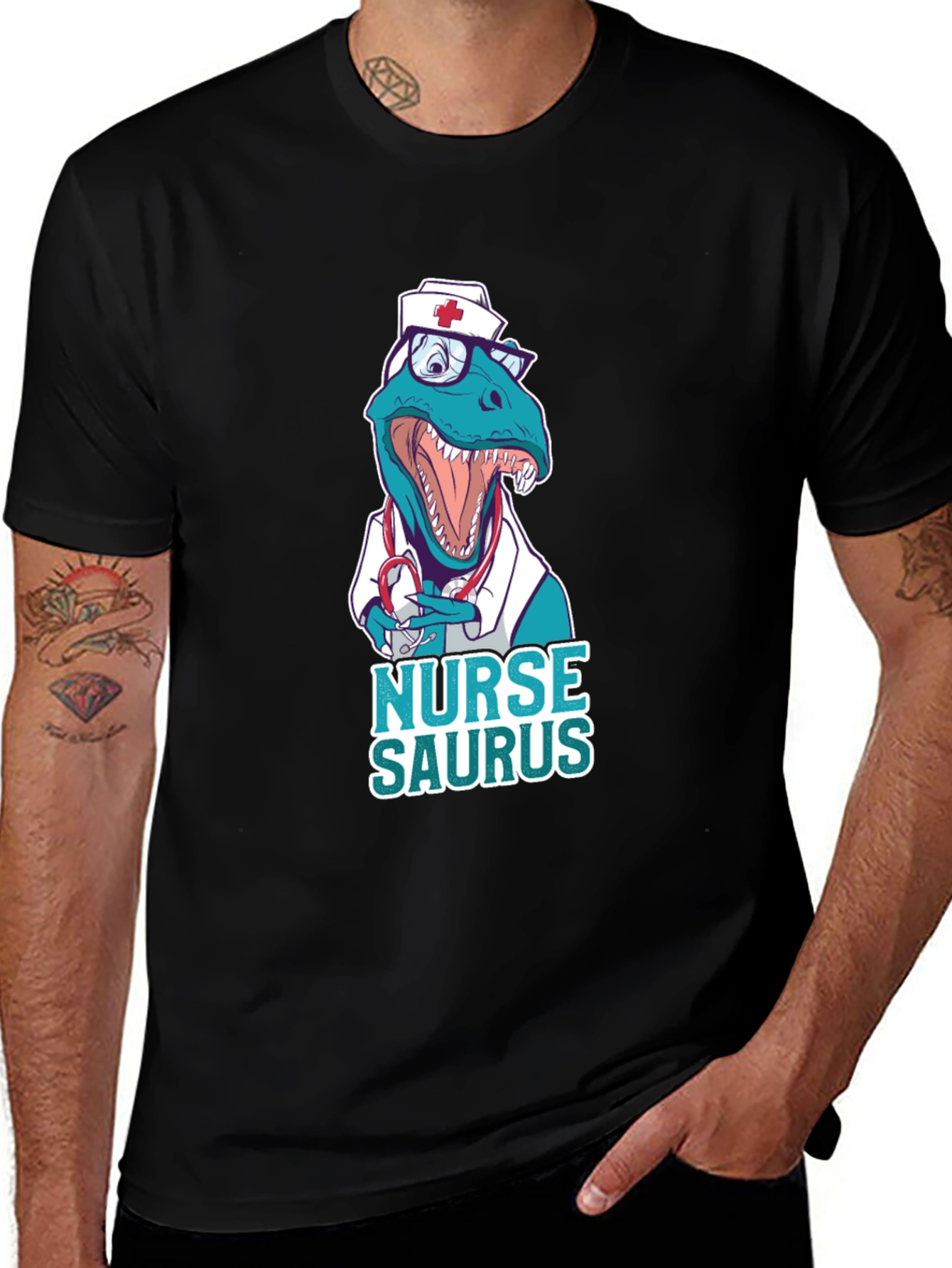 Variant 14 of Nurse Saurus Graphic T-Shirt - Funny Dino Tee