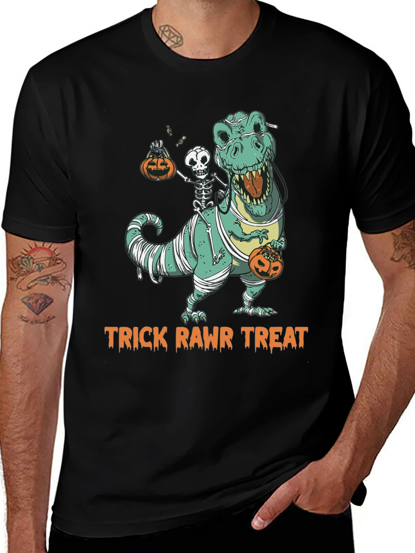 Variant 11 of Halloween Dinosaur Skeleton Ride Graphic T-Shirt