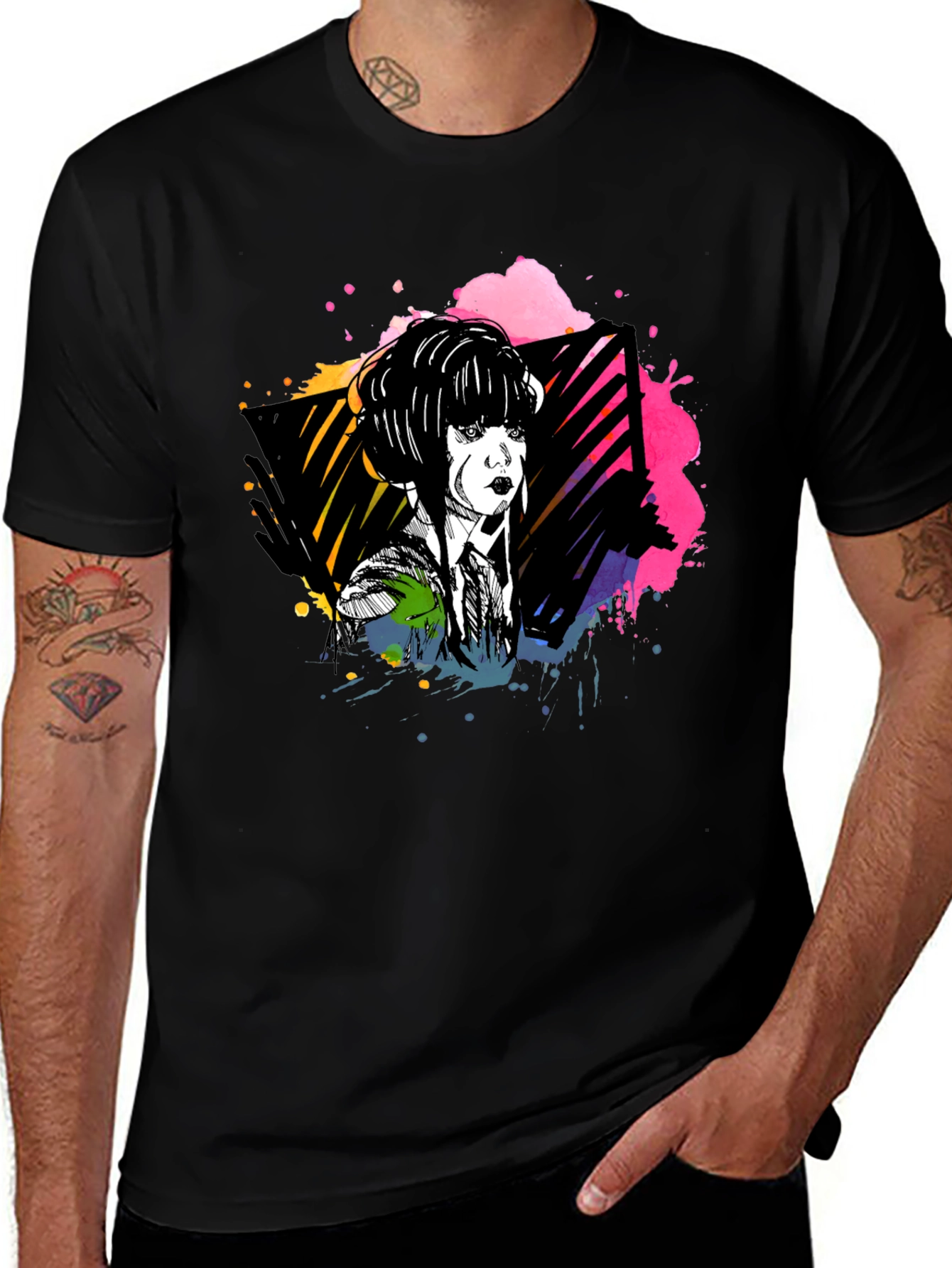 Variant 12 of Abstract Woman Graphic Print Black Tee