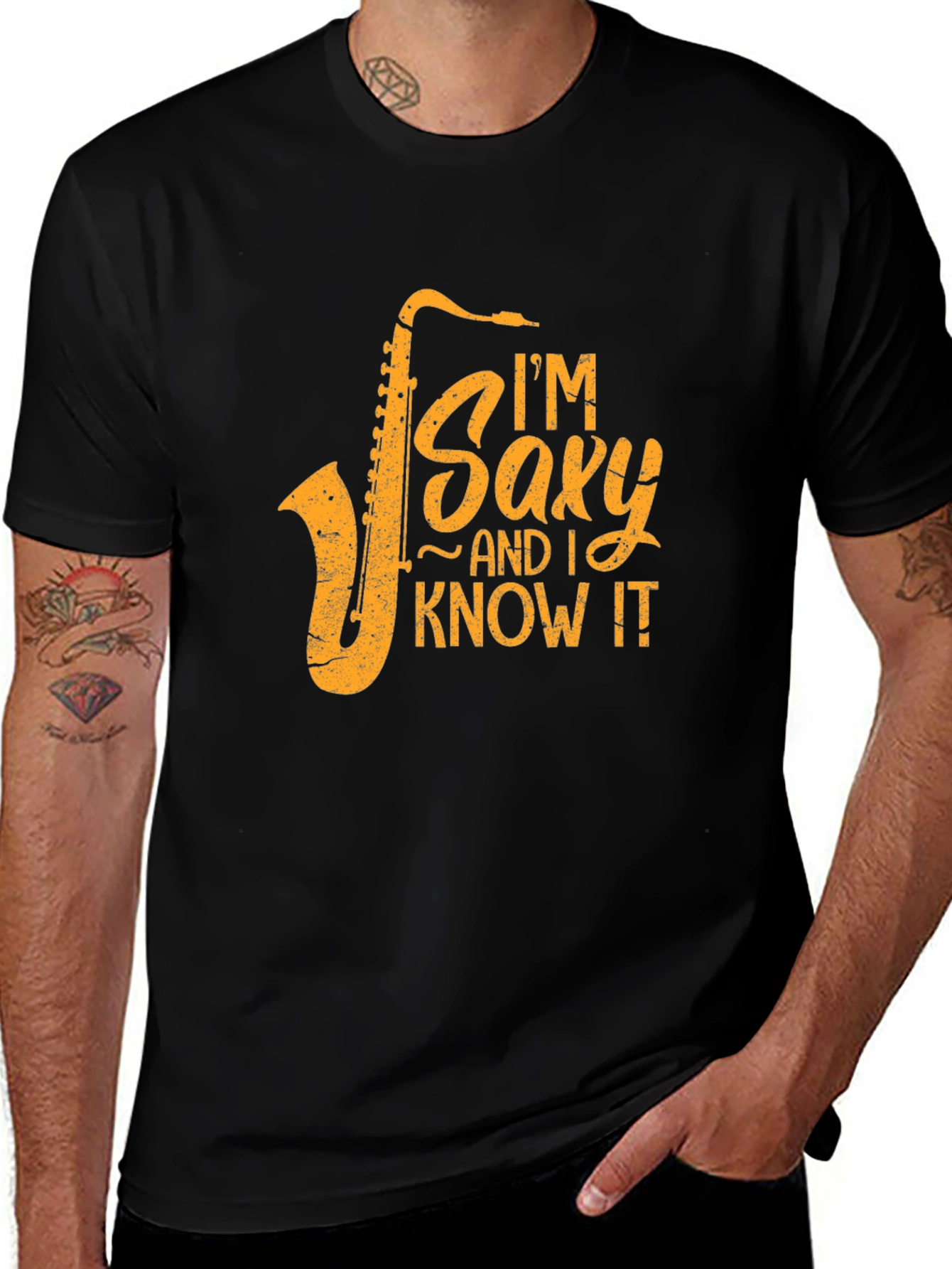 I'm Saxy and I Know It Black Cotton Tee