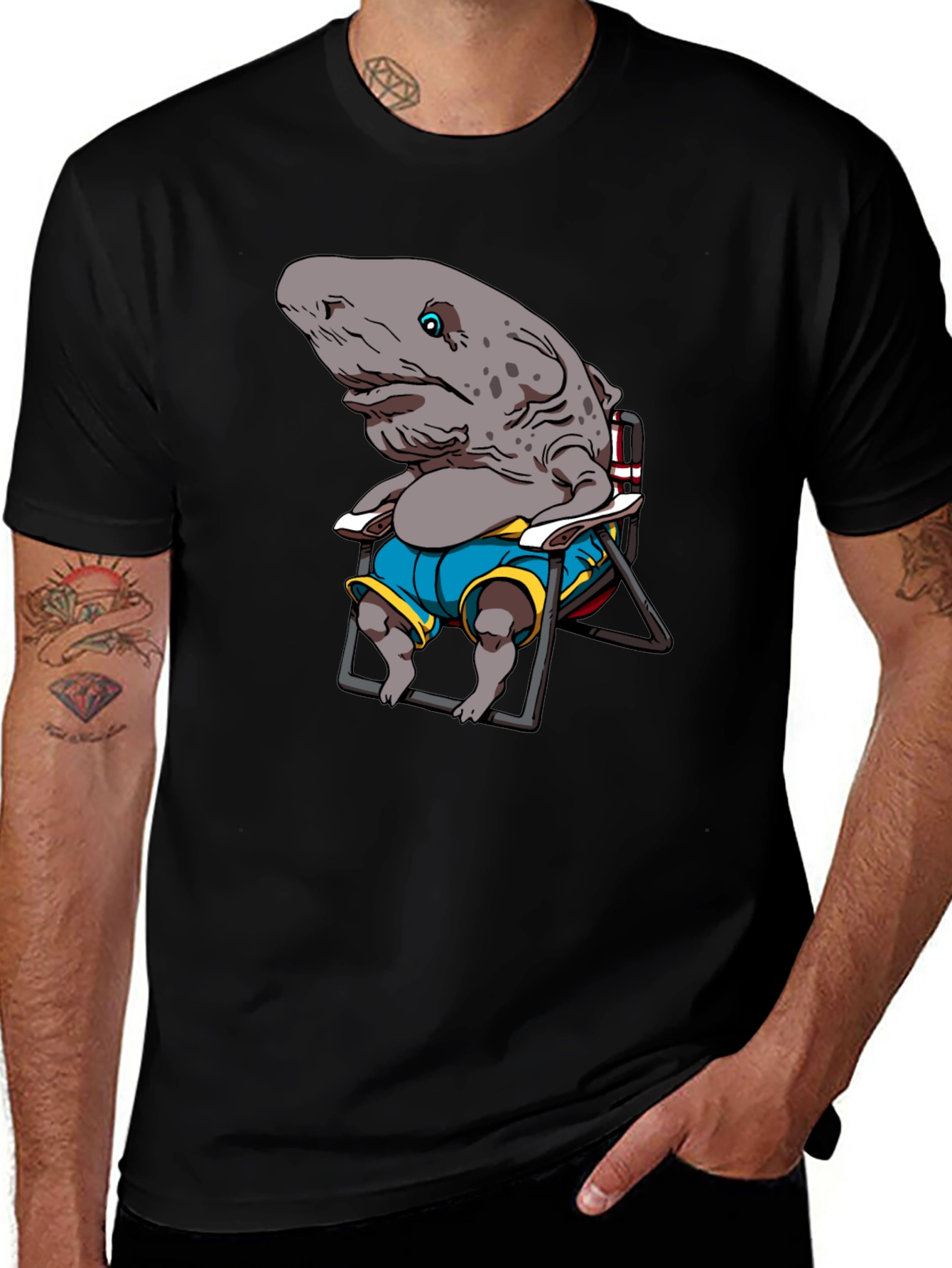 Humorous Shark Cartoon T-Shirt - Relaxed Fit