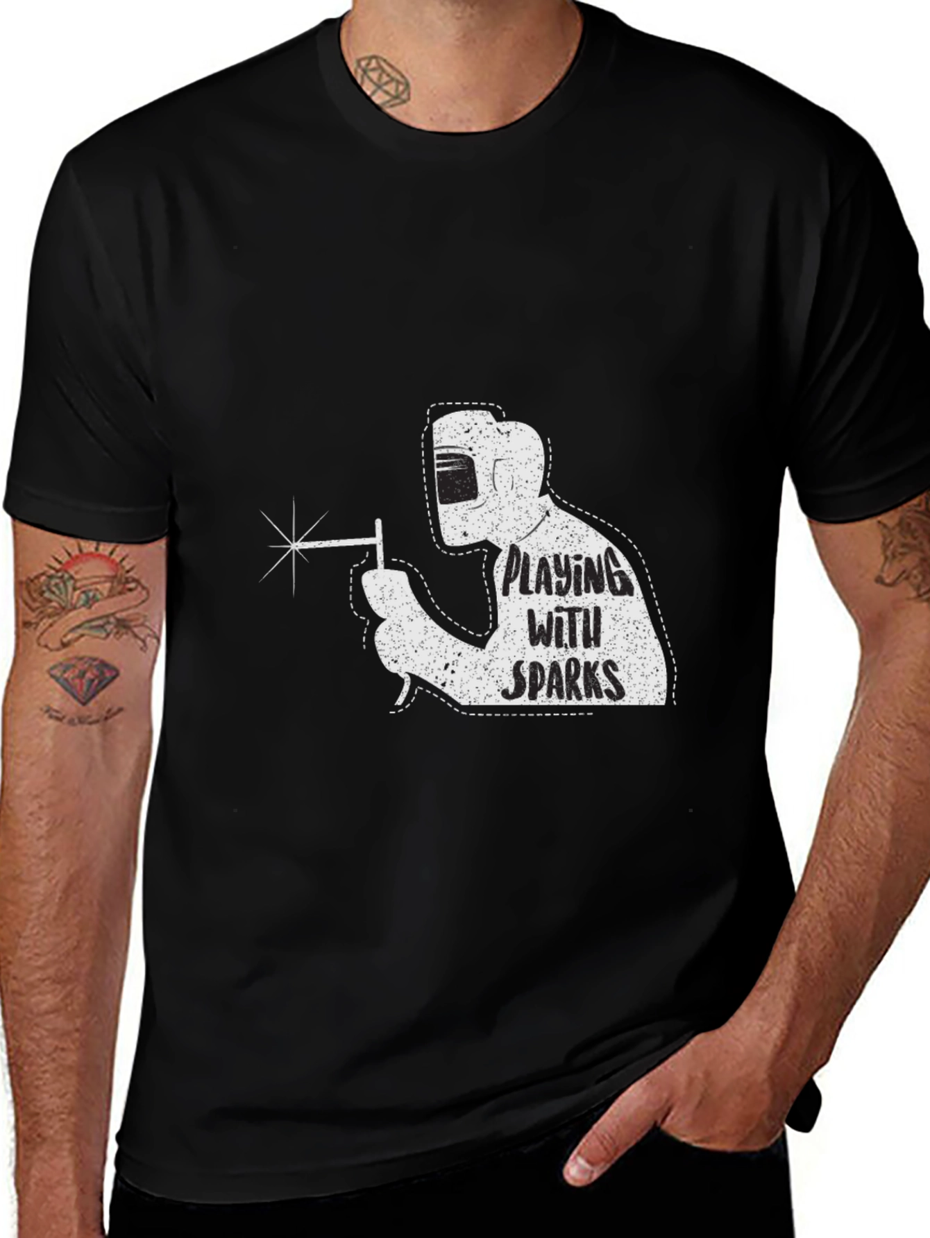 Variant 3 of Welding Humor T-Shirt - Playing with Sparks