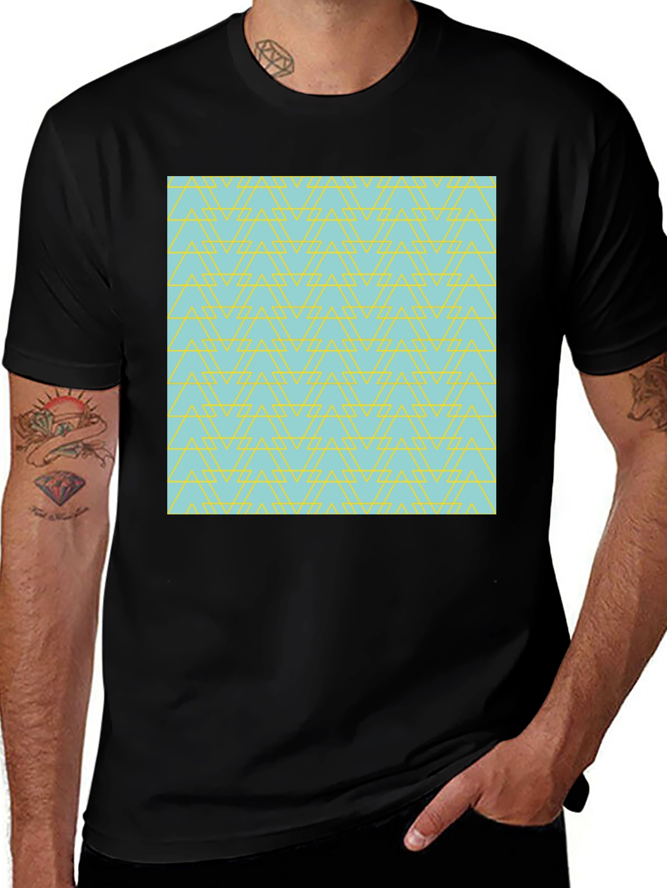 Variant 29 of Geometric Pattern Tee - Trendy Casual Style