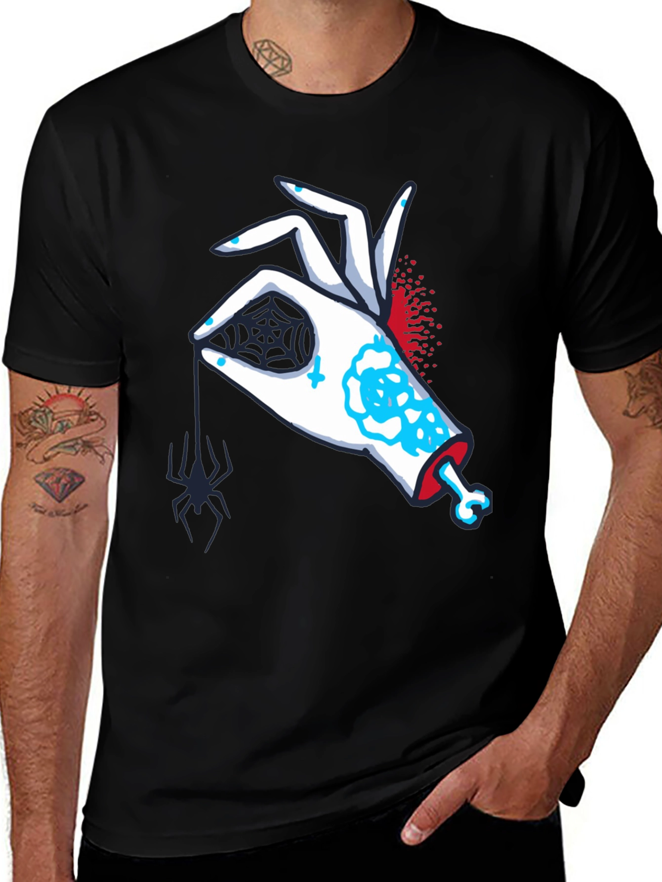 Variant 7 of Spooky Hand Spider Graphic T-Shirt