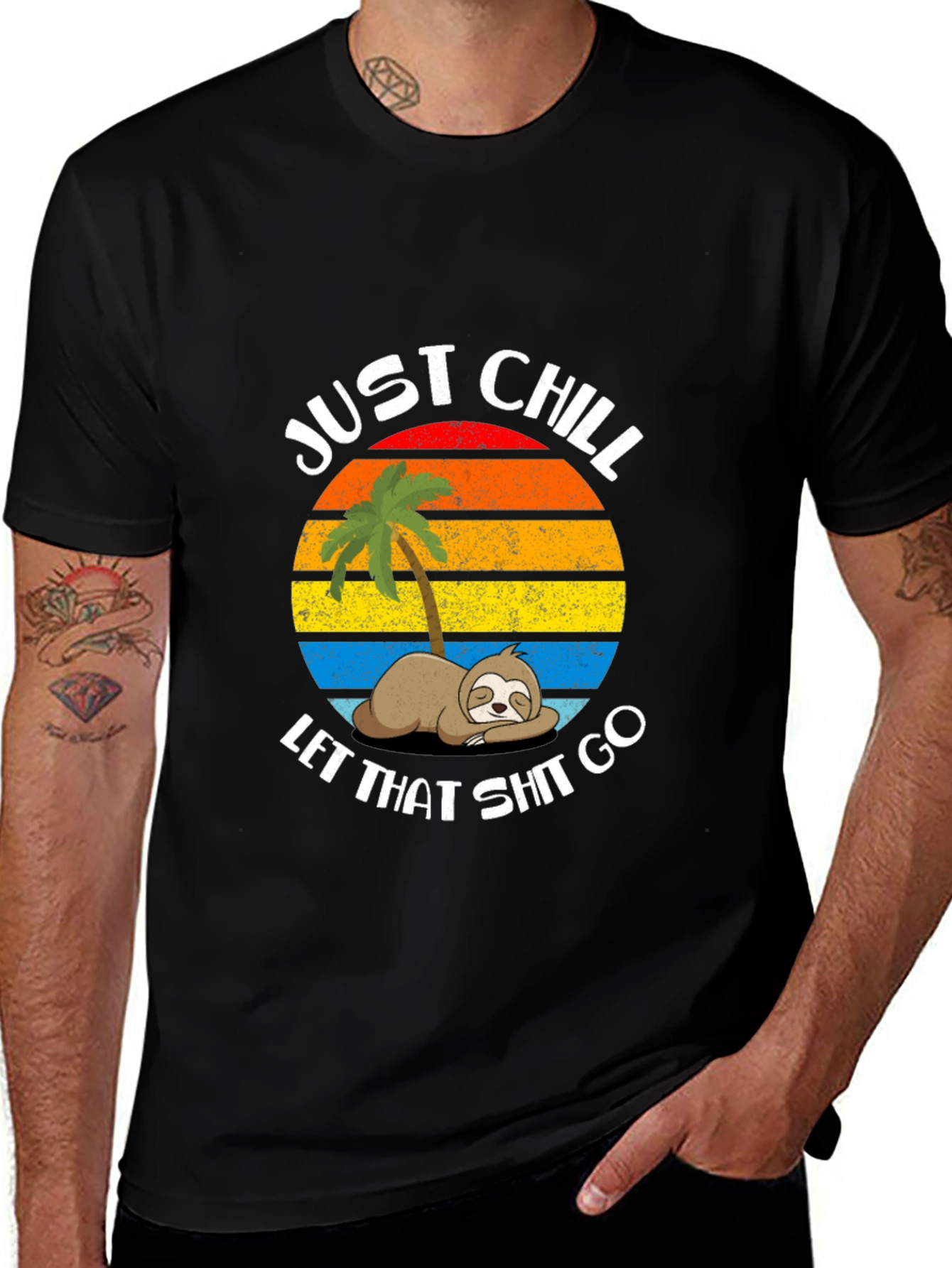 Variant 23 of Just Chill Sloth Graphic T-Shirt - Relaxed Fit