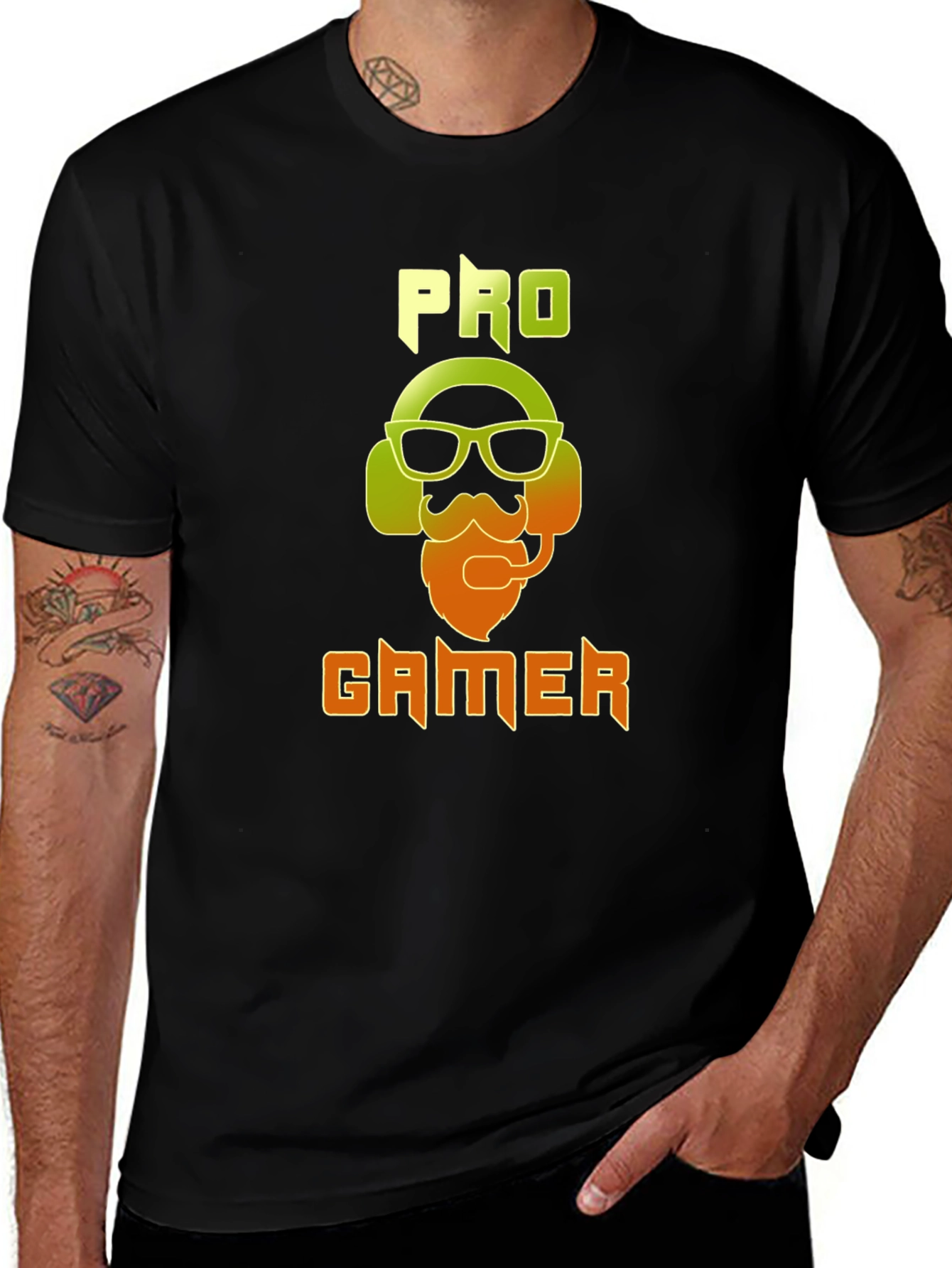 Variant 24 of Pro Gamer Black T-Shirt with Headset Design
