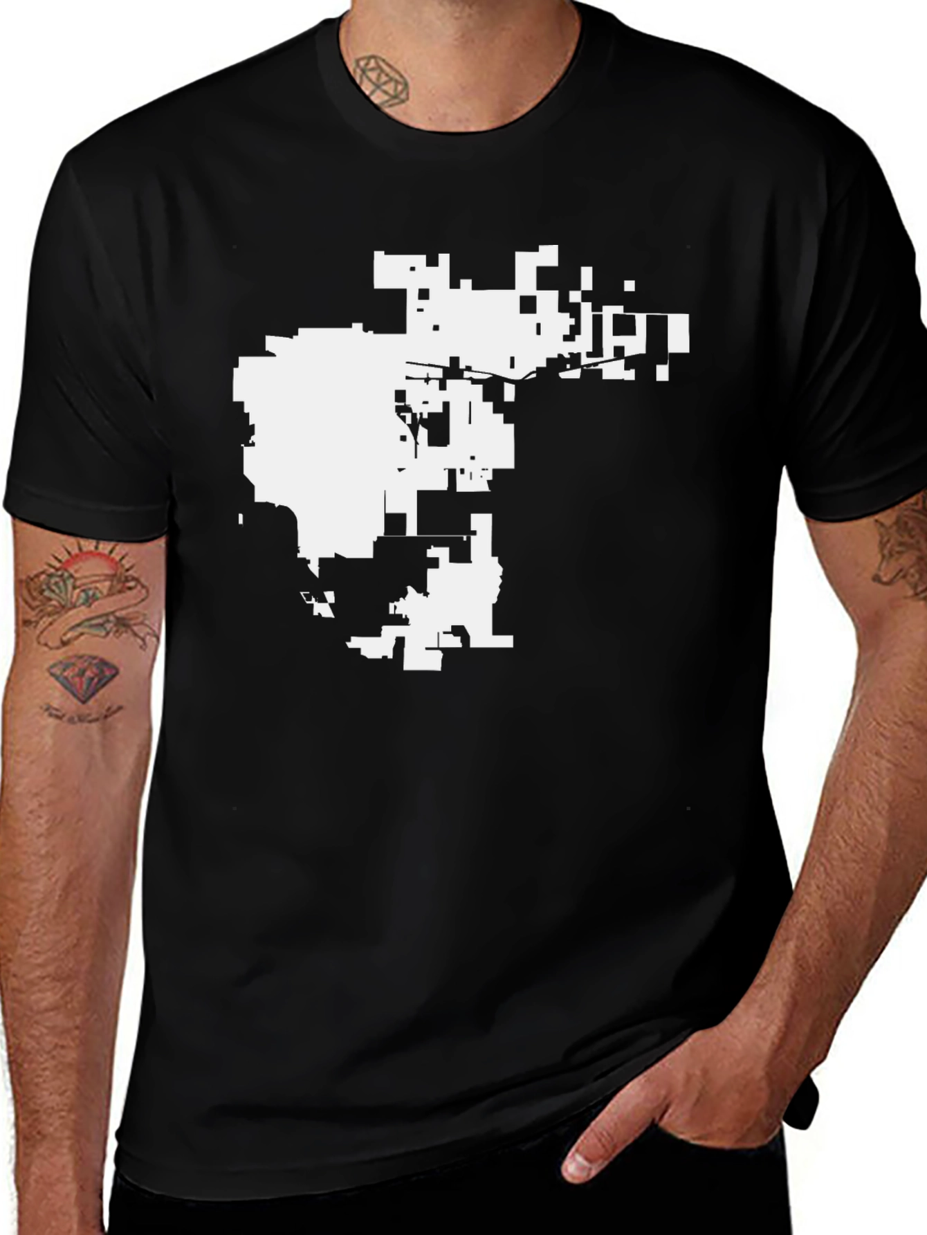 Variant 13 of Pixelated City Graphic Tee - Black