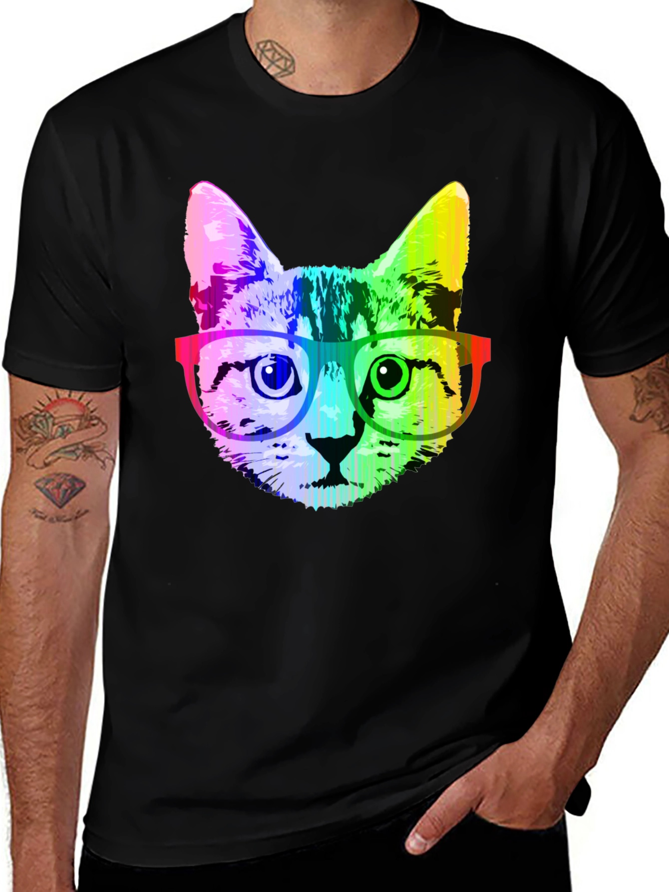 Variant 2 of Rainbow Cat Graphic T-Shirt - Novelty Tee
