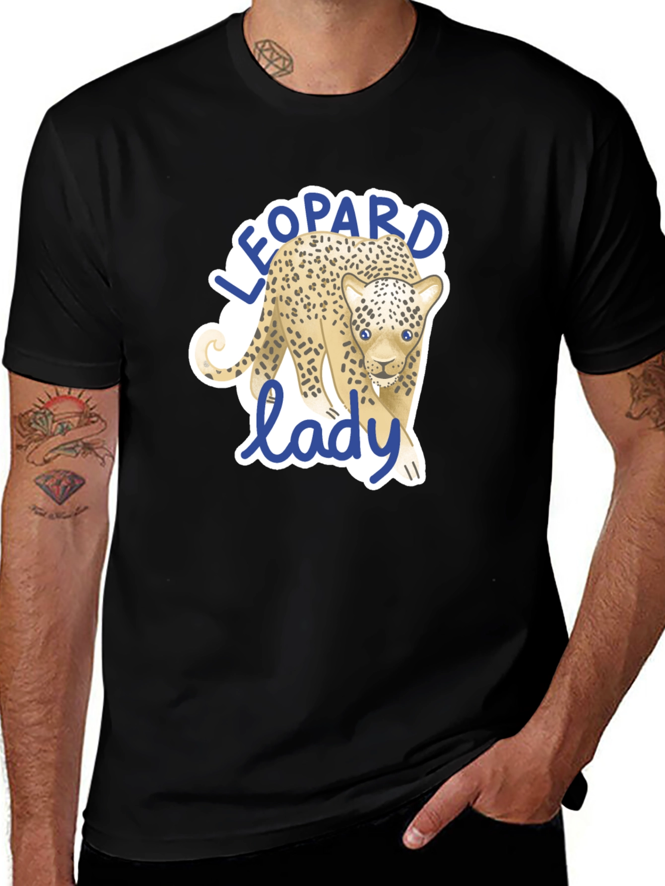 Variant 14 of Leopard Lady Graphic Print Black T-Shirt