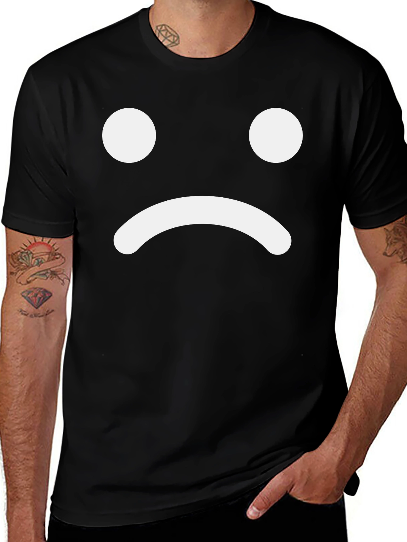Variant 10 of Sad Face Graphic Tee - Unisex Black T-Shirt