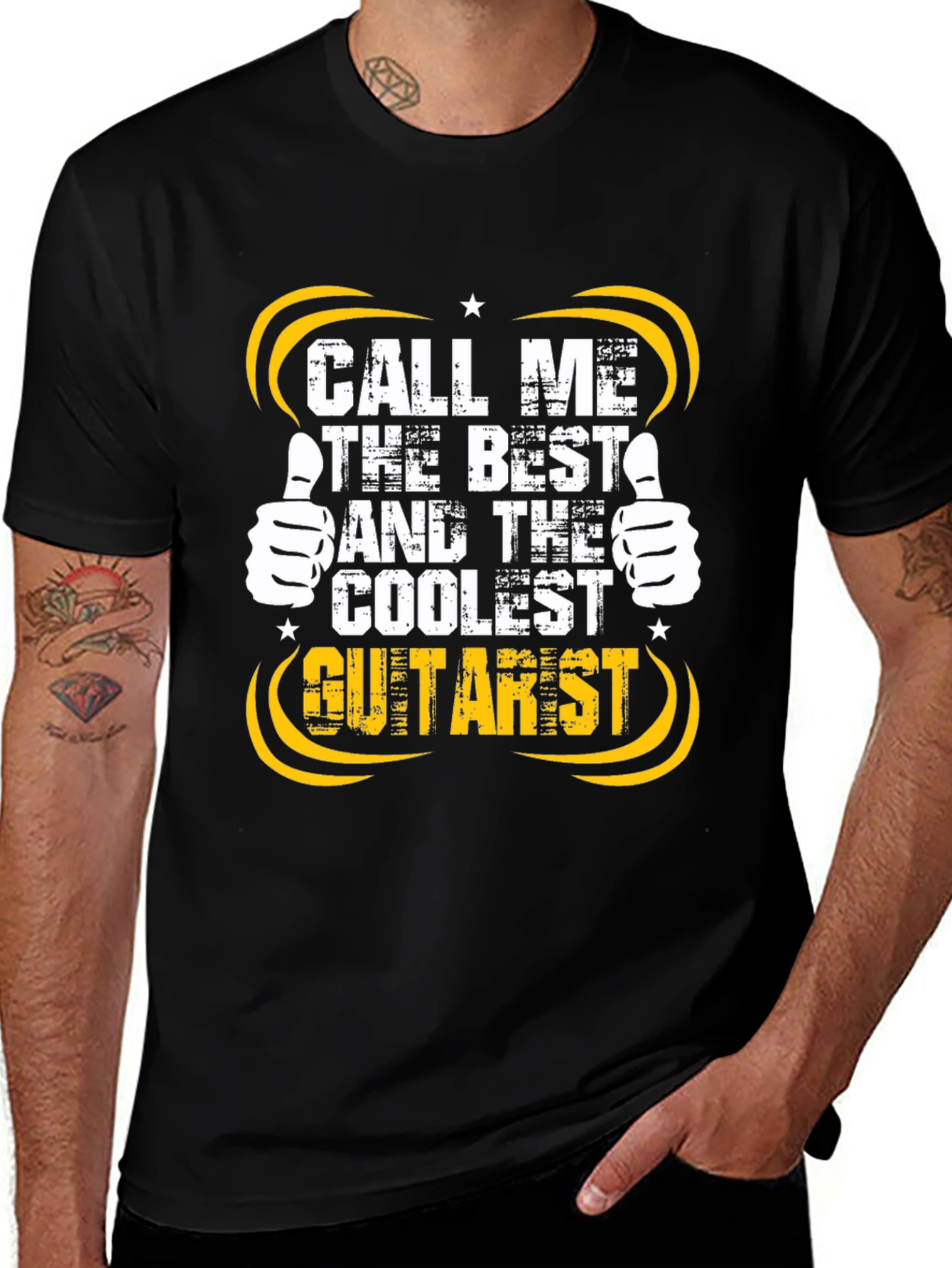 Variant 4 of Coolest Guitarist Graphic Tee - Black Cotton T-Shirt