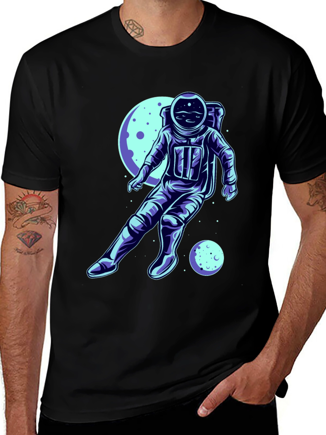 Black Astronaut Graphic Tee - Space Adventure Shirt main image