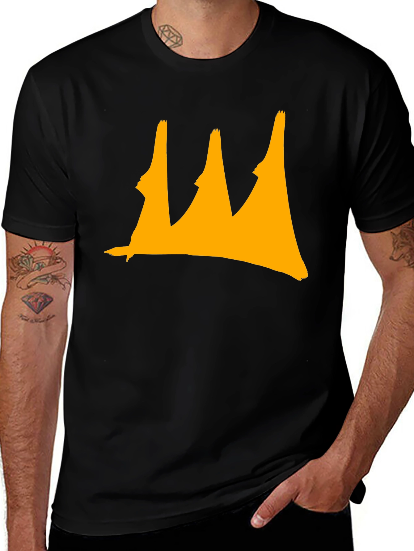 Variant 23 of Black T-Shirt with Yellow Crown Design
