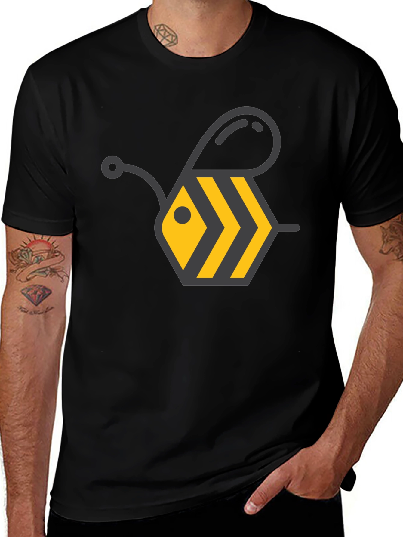 Variant 22 of Bee Graphic Black T-Shirt - Stylish Casual Wear