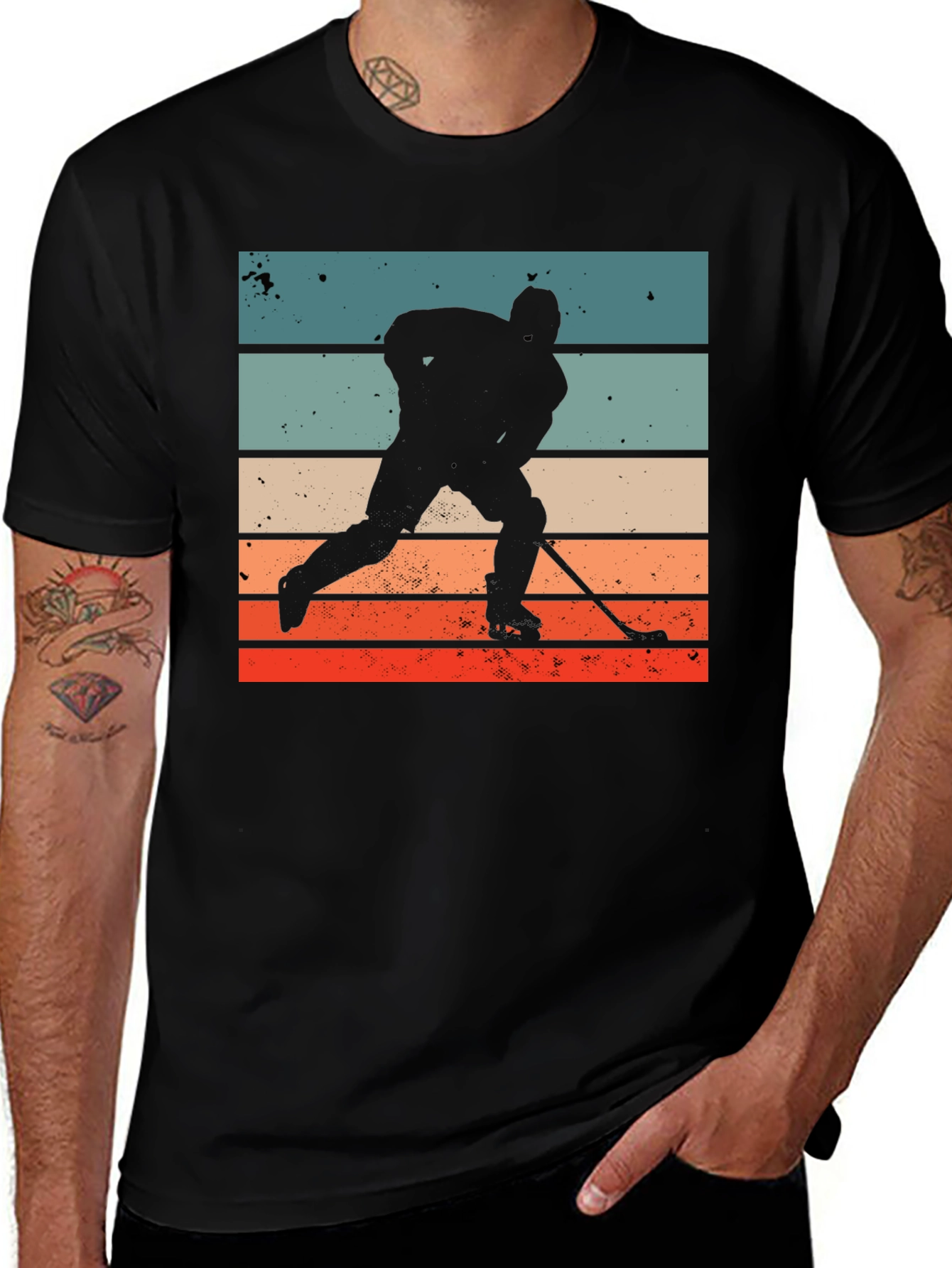 Variant 23 of Retro Hockey Player Graphic T-Shirt