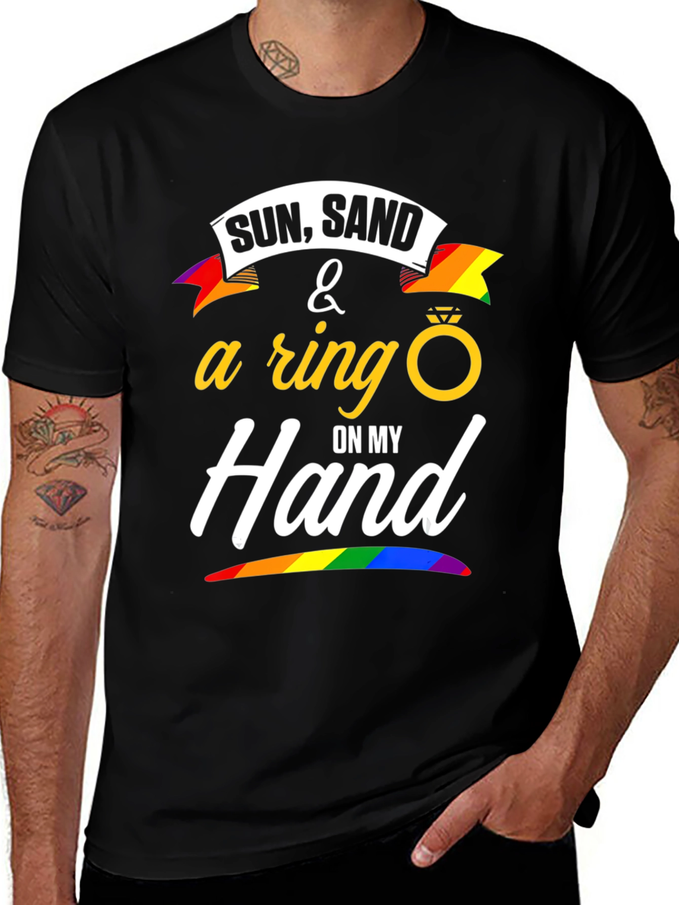 Sun, Sand & A Ring T-Shirt - LGBTQ+ Pride