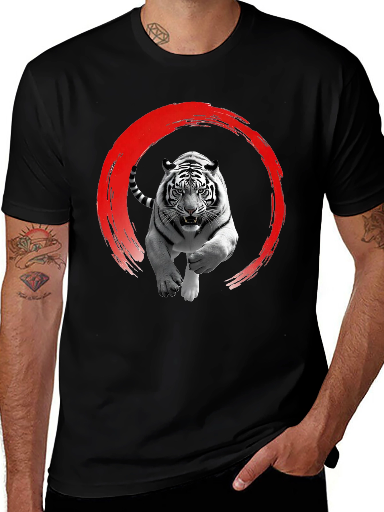 Variant 5 of Tiger Print Black T-Shirt