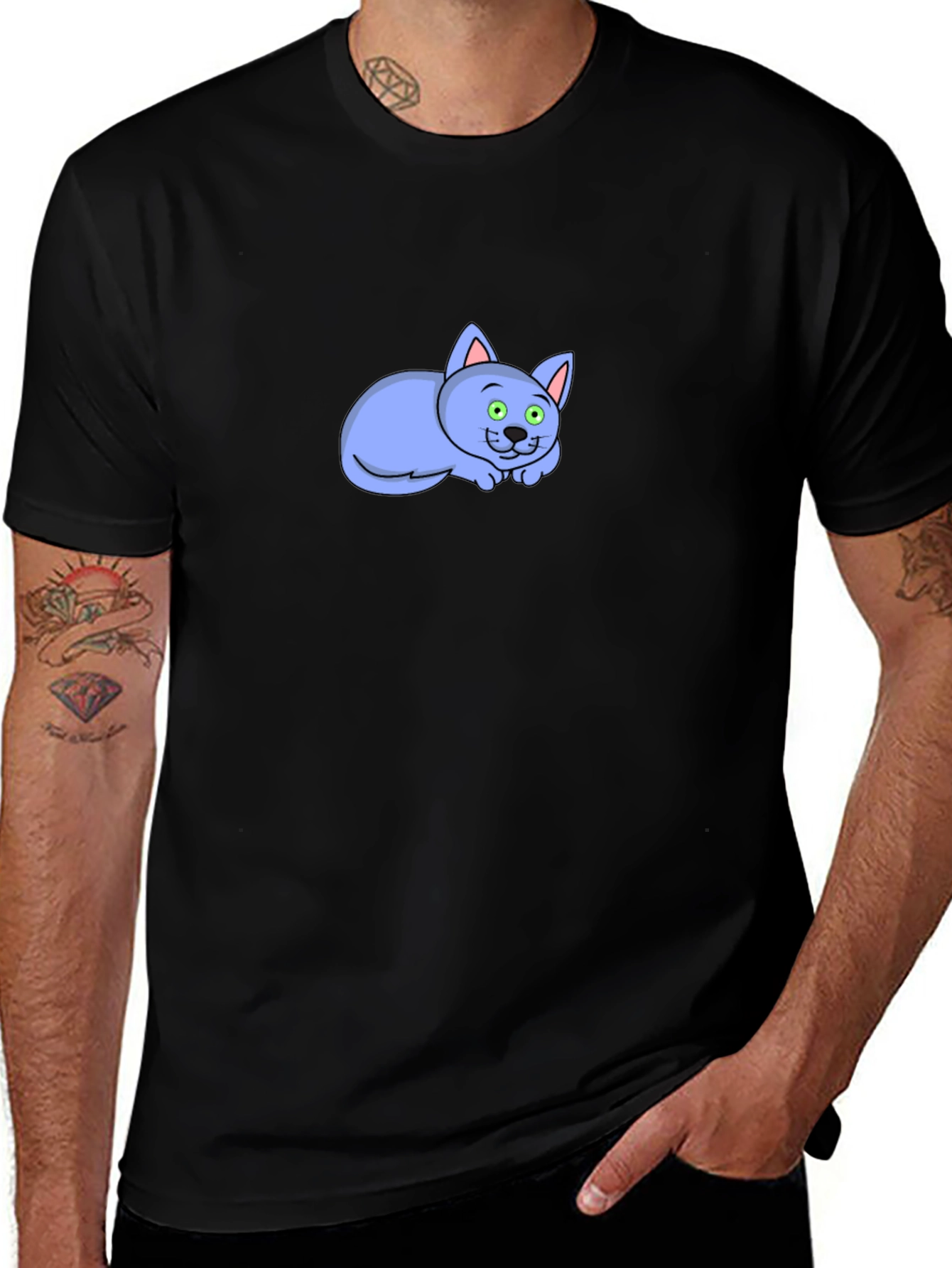 Variant 11 of Cute Cat Graphic Black T-Shirt